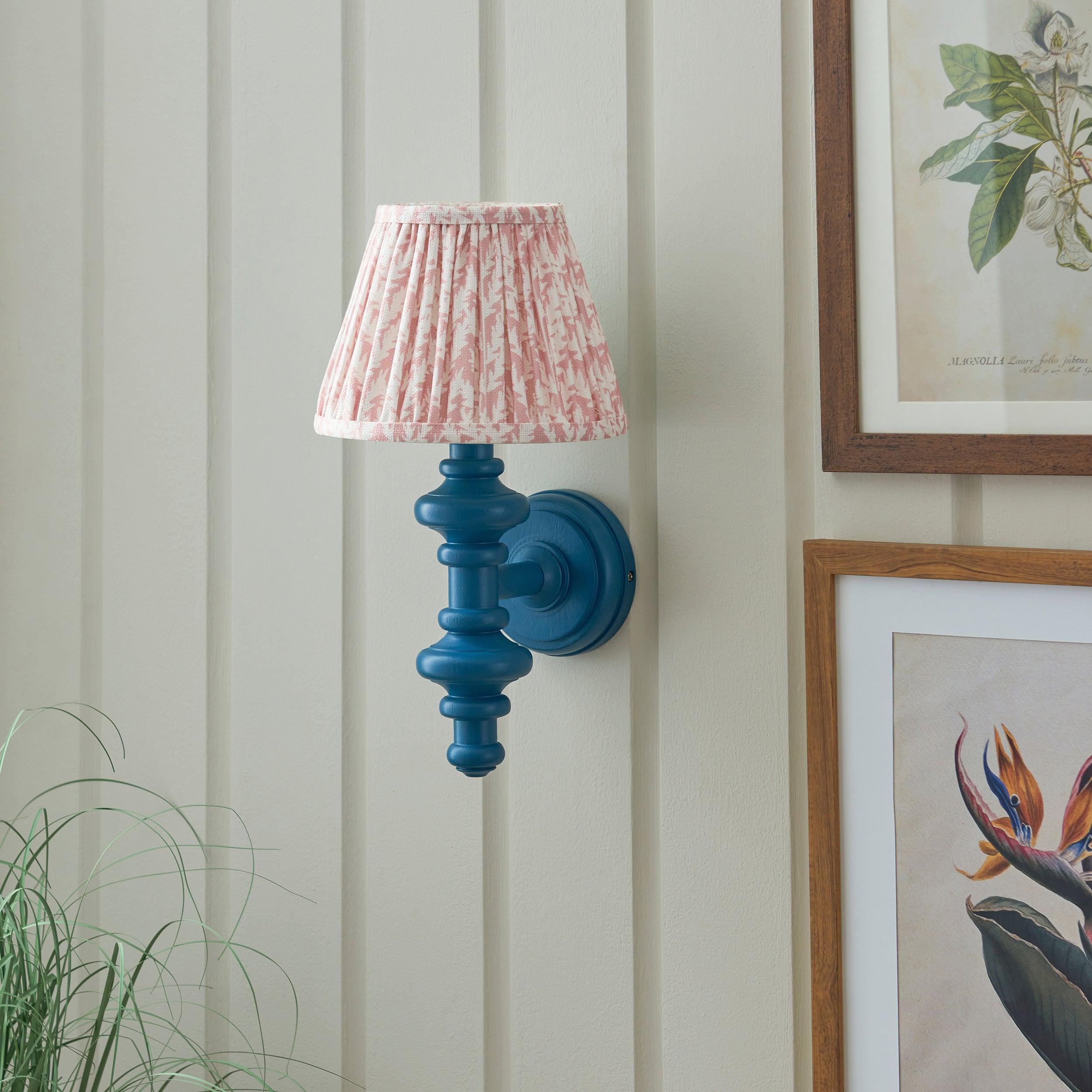 Carnaby Blue Wall Light & Leaf 20cm Peachy keen Shade