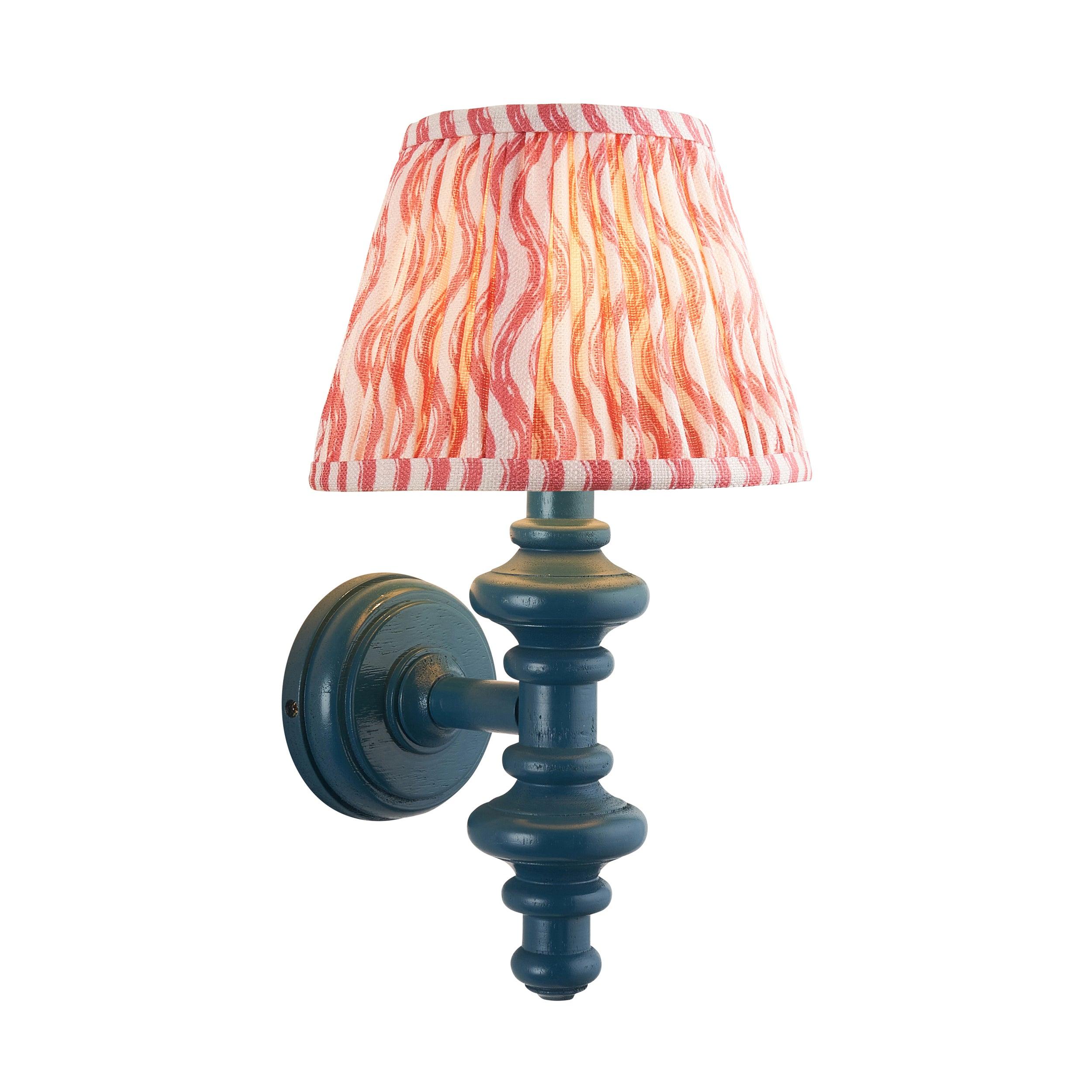 Carnaby Blue Wall Light & Ripple 20cm Coral Pink Shade