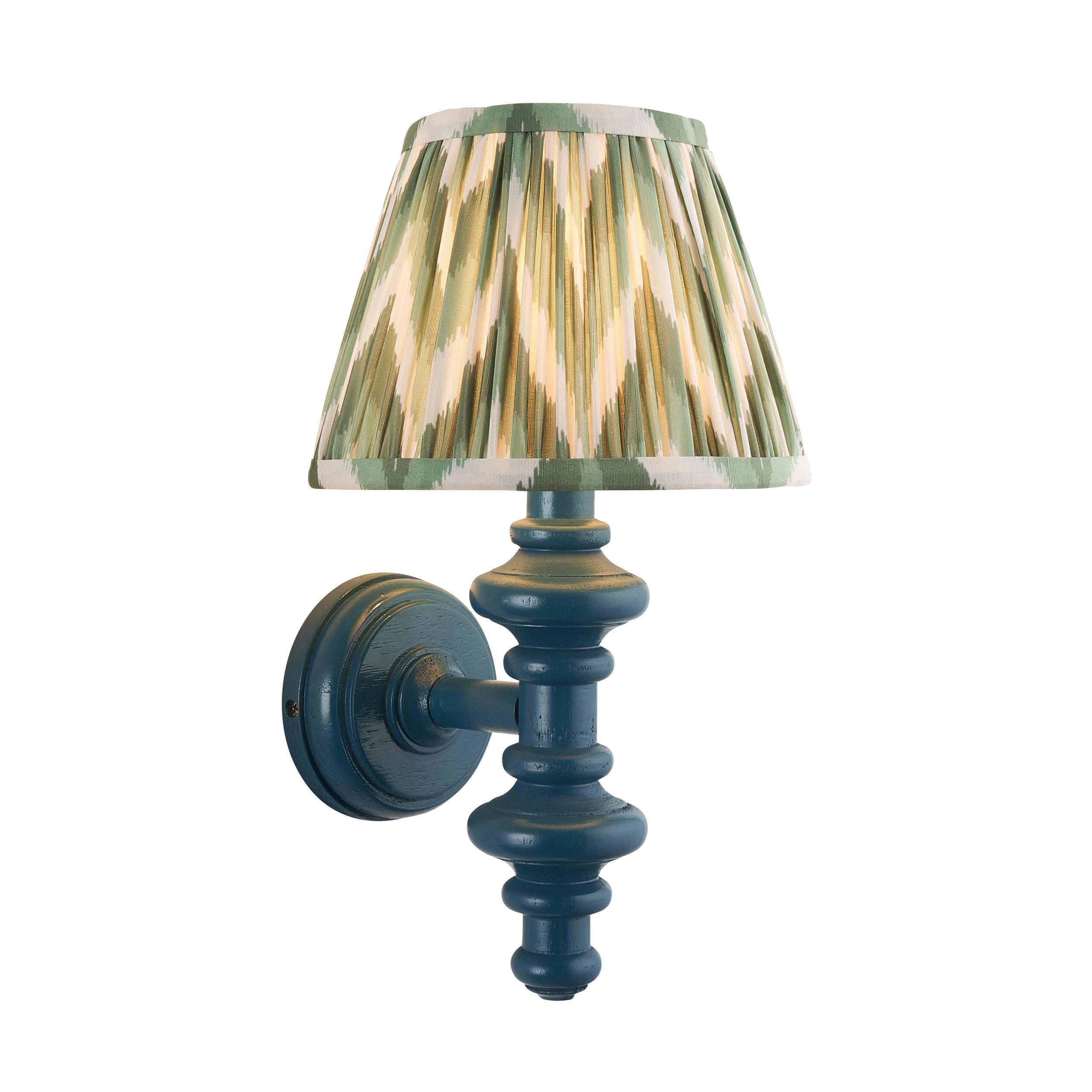 Carnaby Blue Wall Light & Zigzag 20cm Cotswold Green Shade