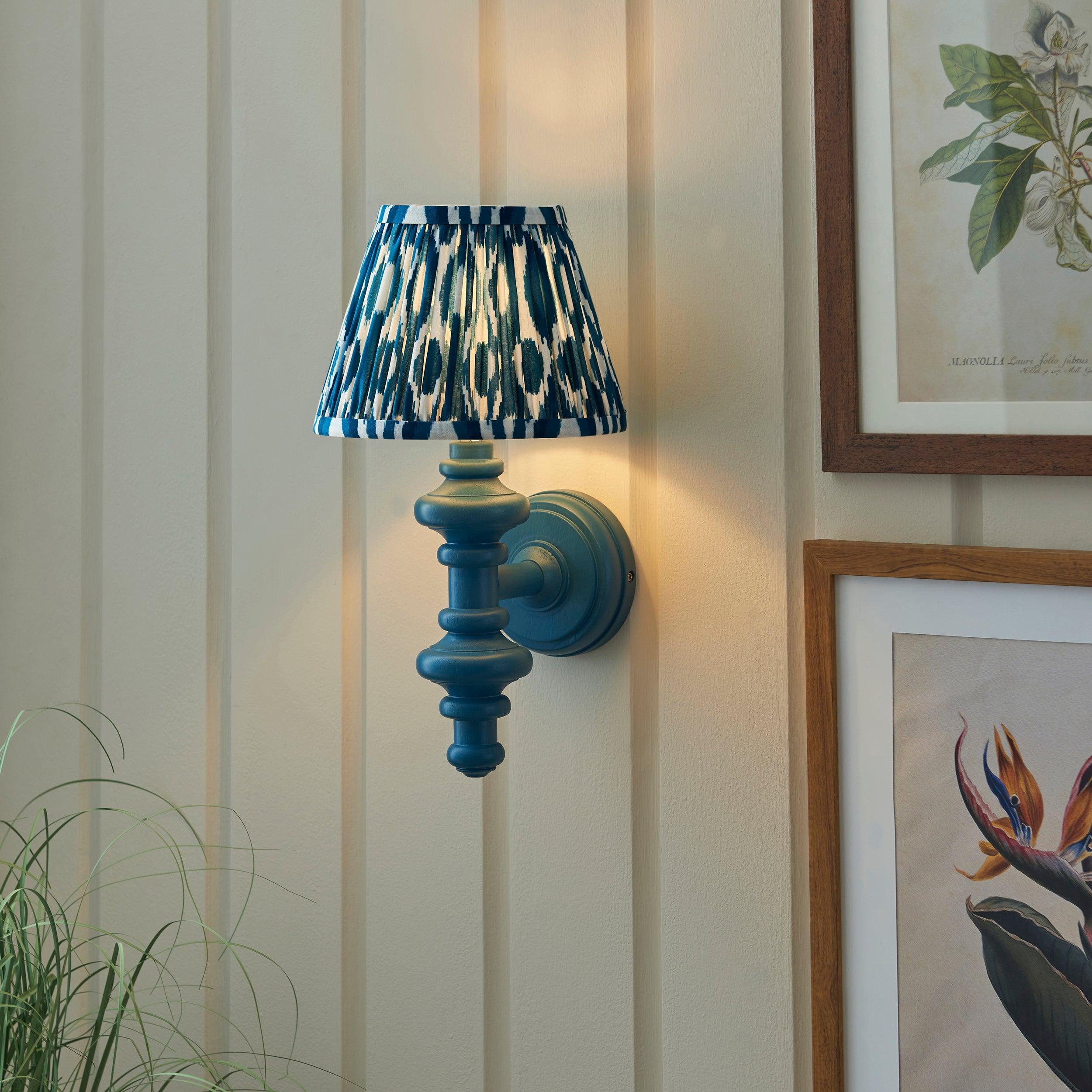 Carnaby Blue Wall Light & Ikat 20cm Marlin Blue Shade