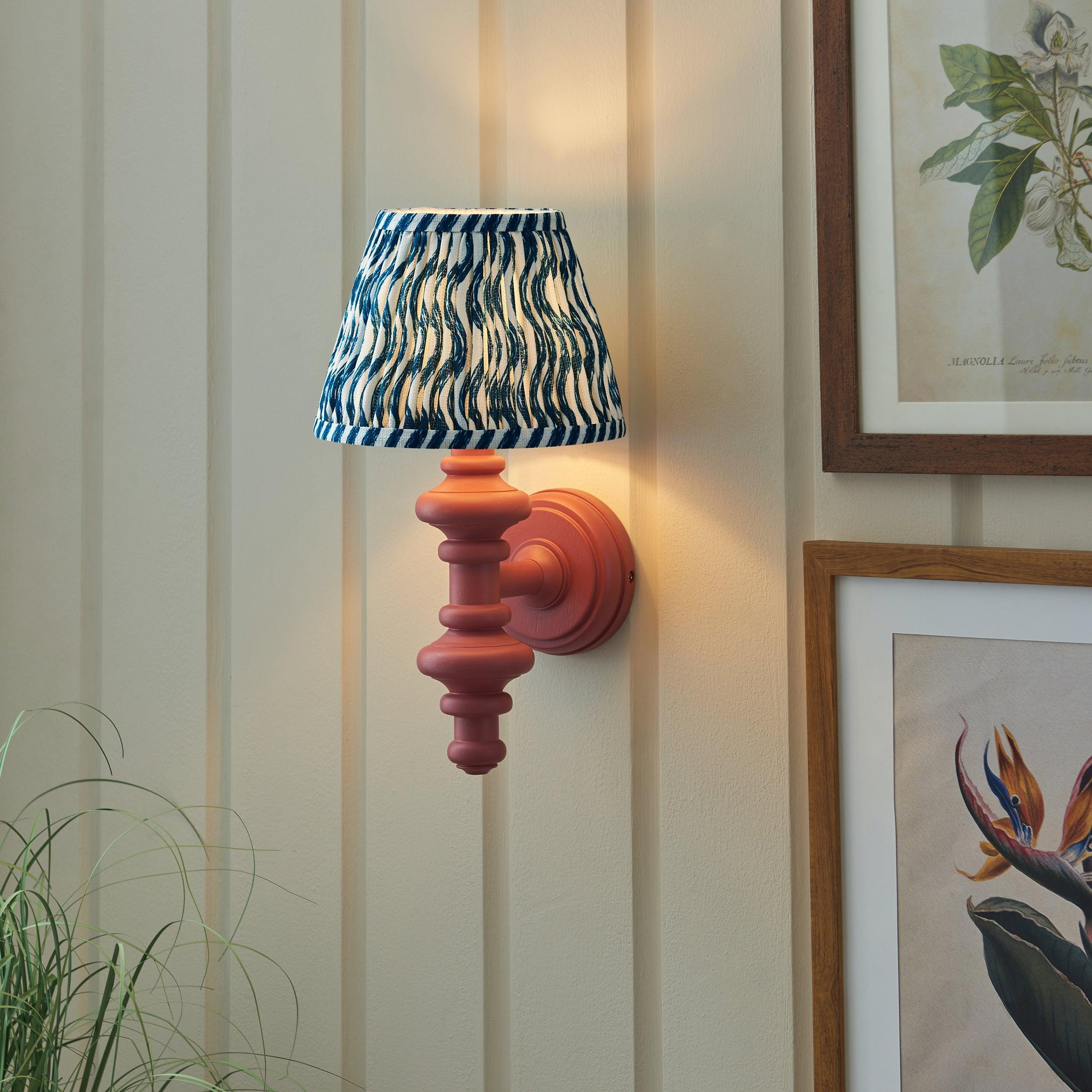 Carnaby Pink Wall Light & Ripple 20cm Marlin Blue Shade