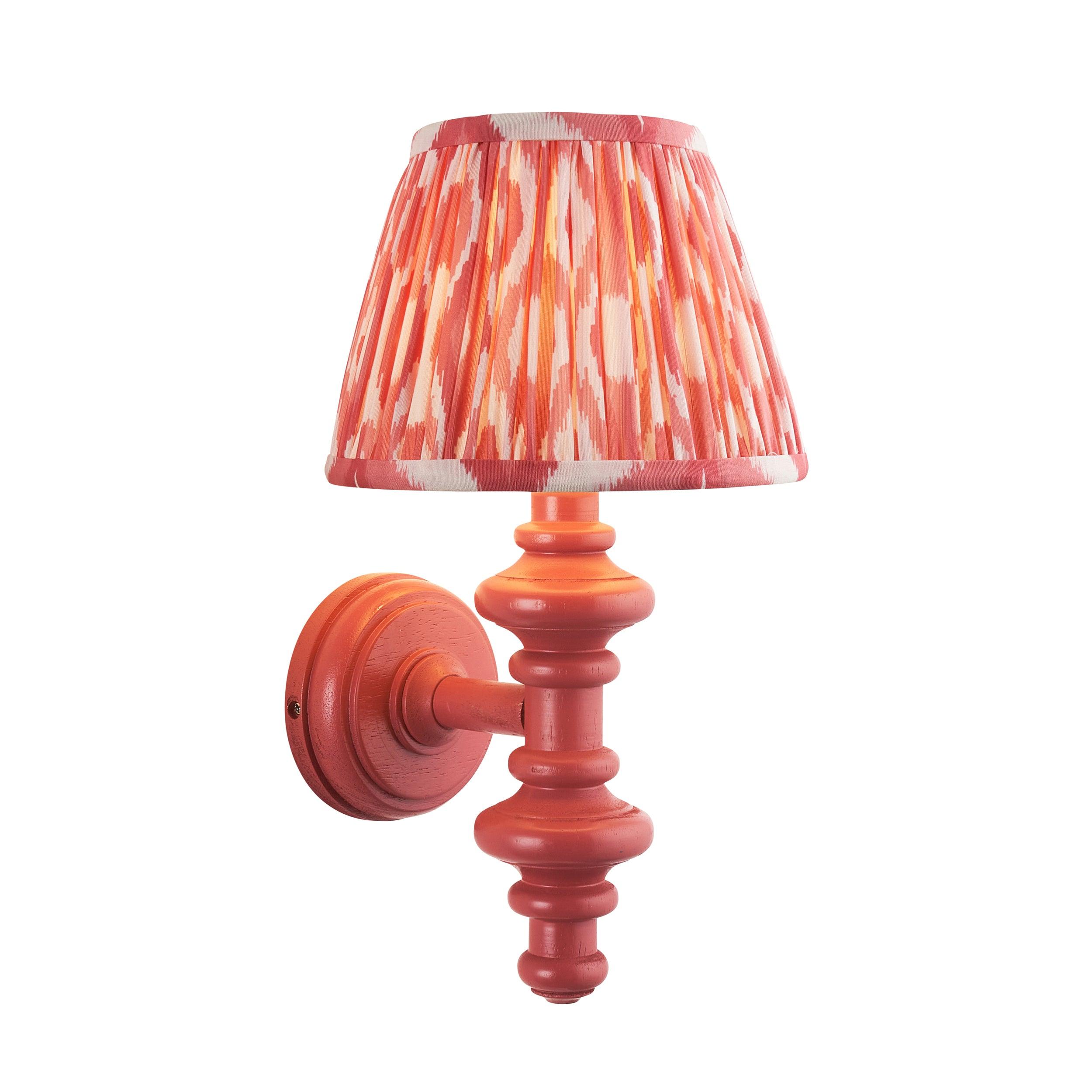Carnaby Pink Wall Light & Ikat 20cm Coral Pink Shade