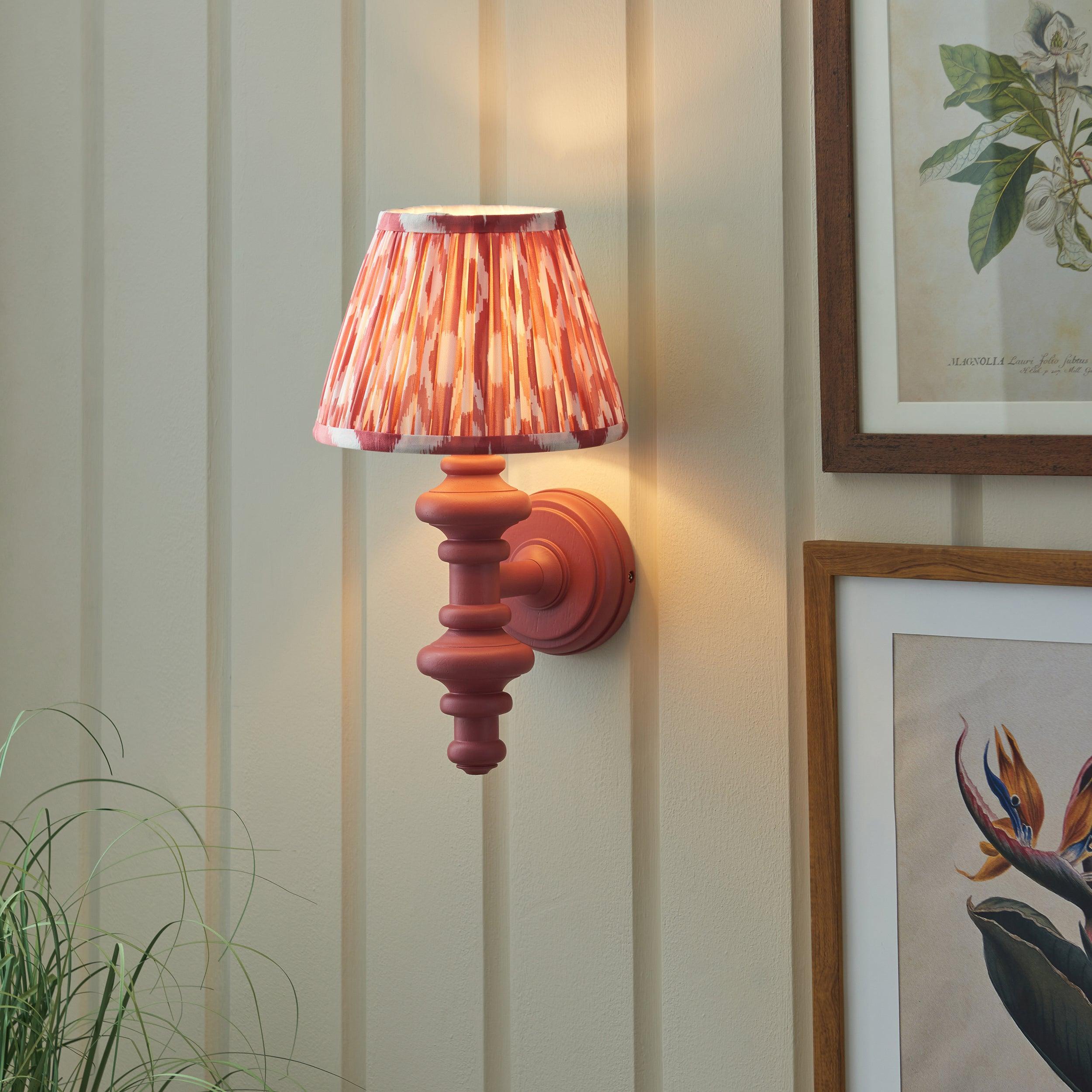 Carnaby Pink Wooden Wall Light With 20cm Shade