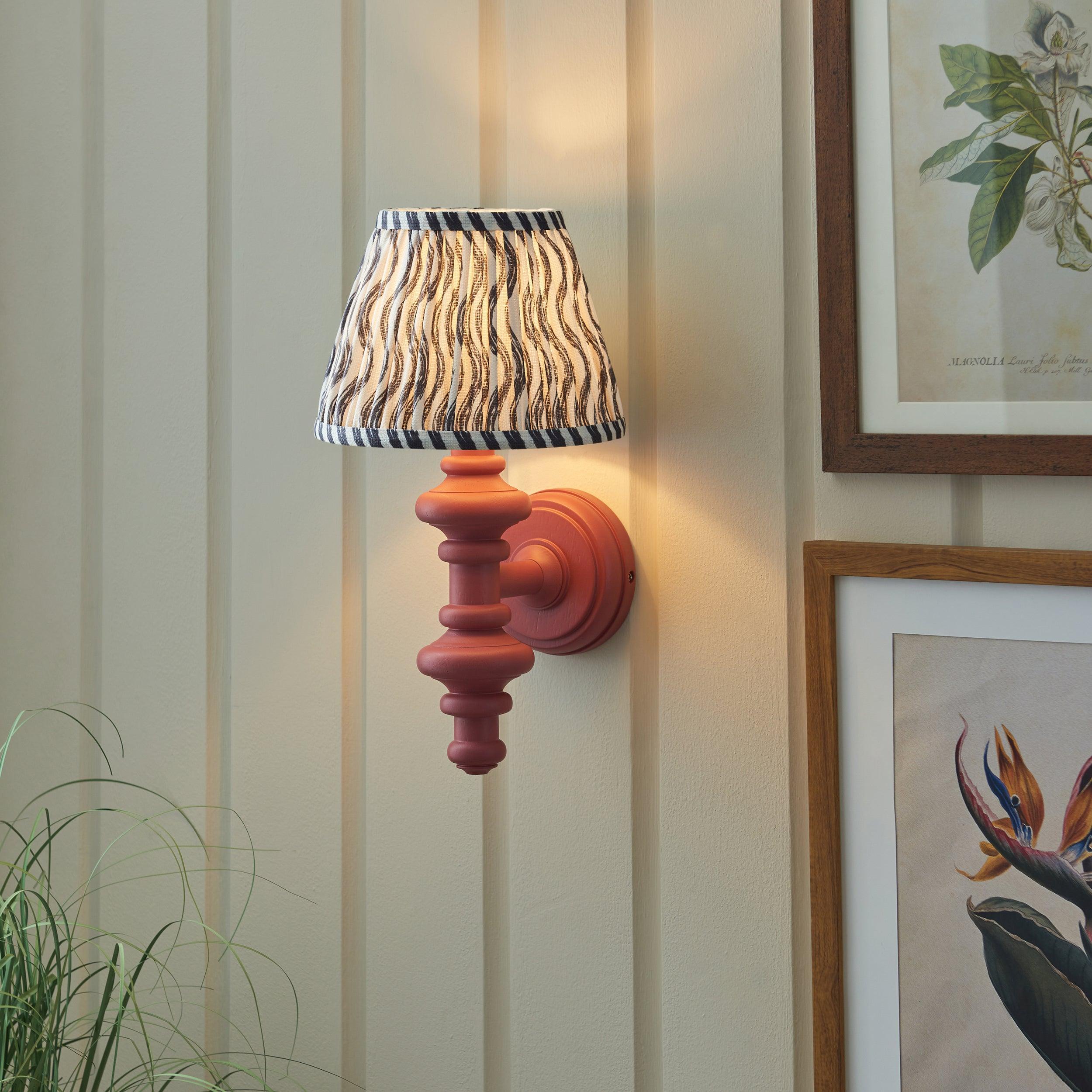 Carnaby Pink Wooden Wall Light With 20cm Shade