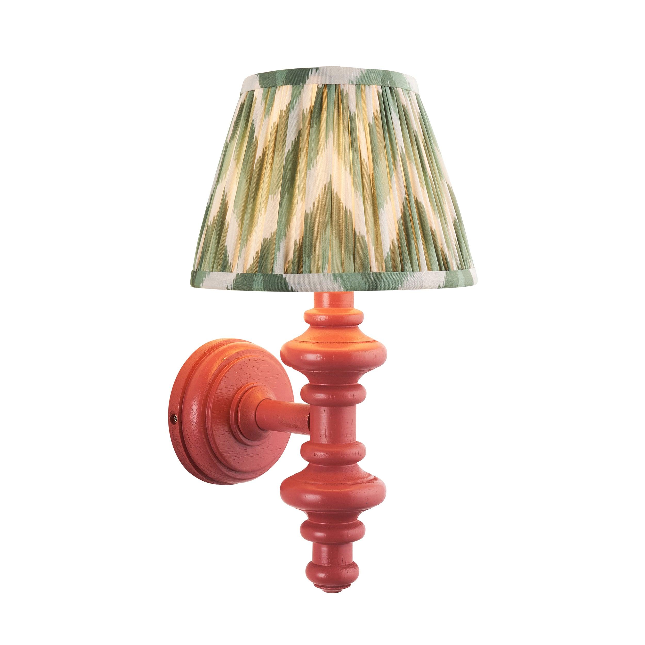Carnaby Pink Wall Light & Zigzag 20cm Cotswold Green Shade