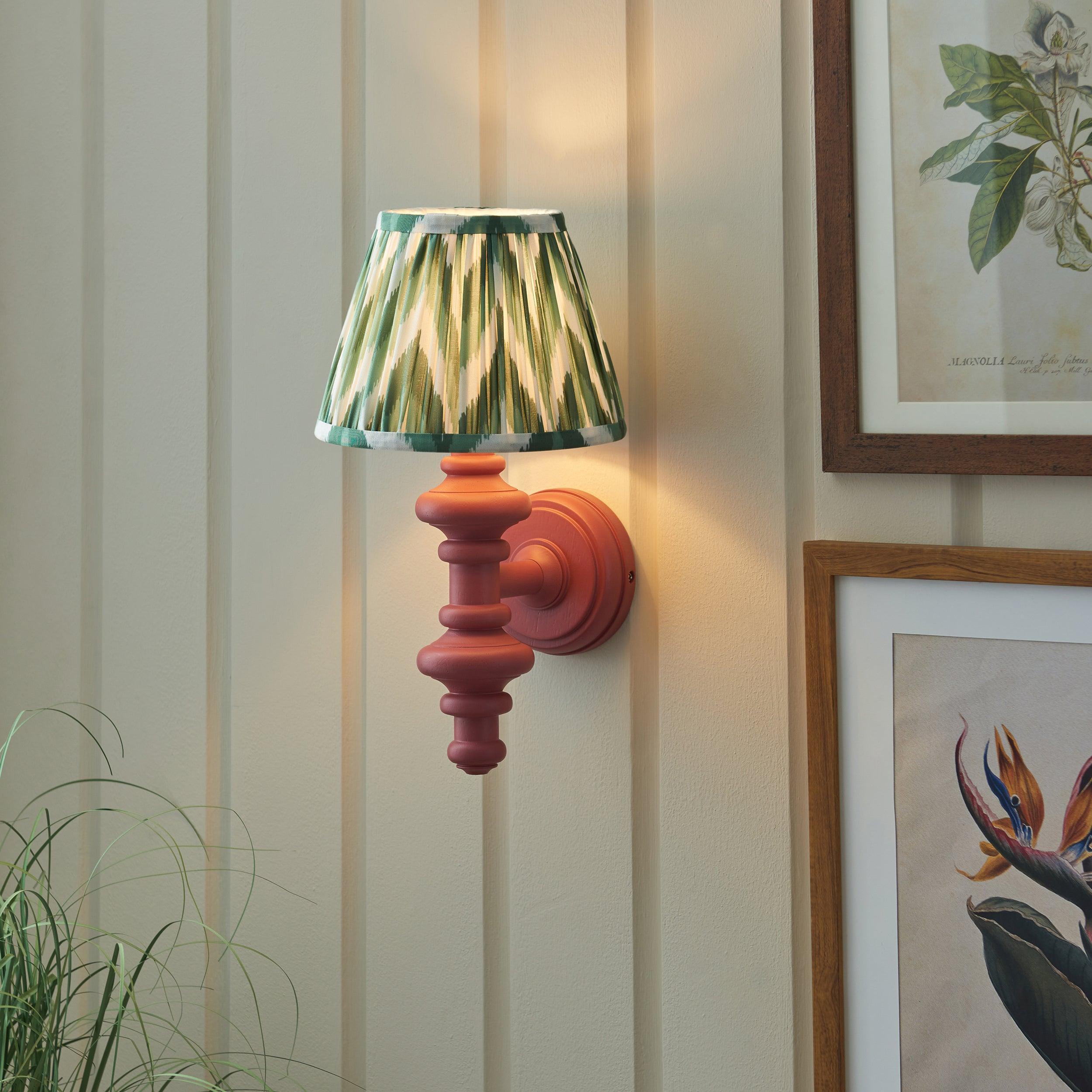 Carnaby Pink Wooden Wall Light With 20cm Shade