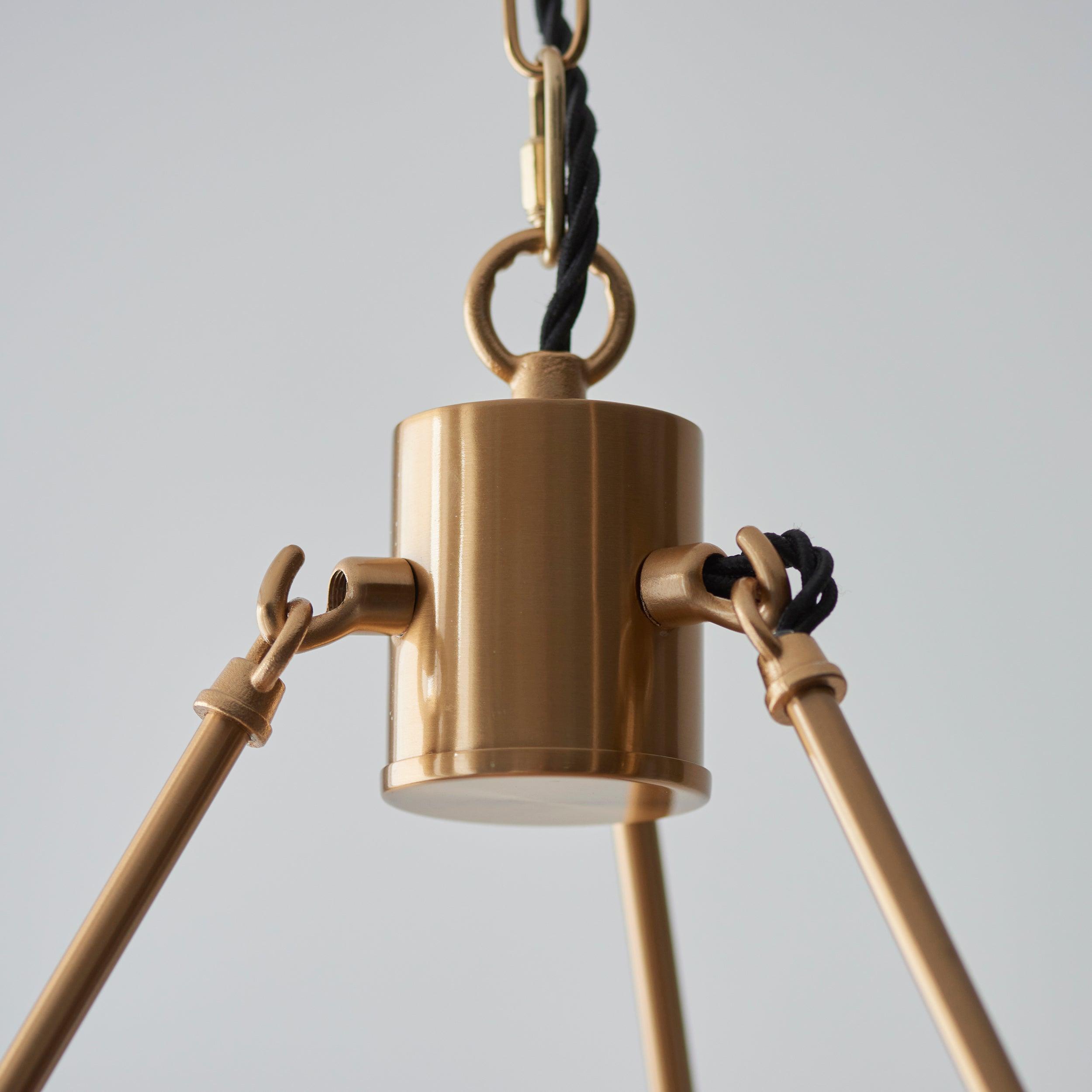 Chester Large Brass Ceiling Pendant Light With Green Leaf 16cm Shades