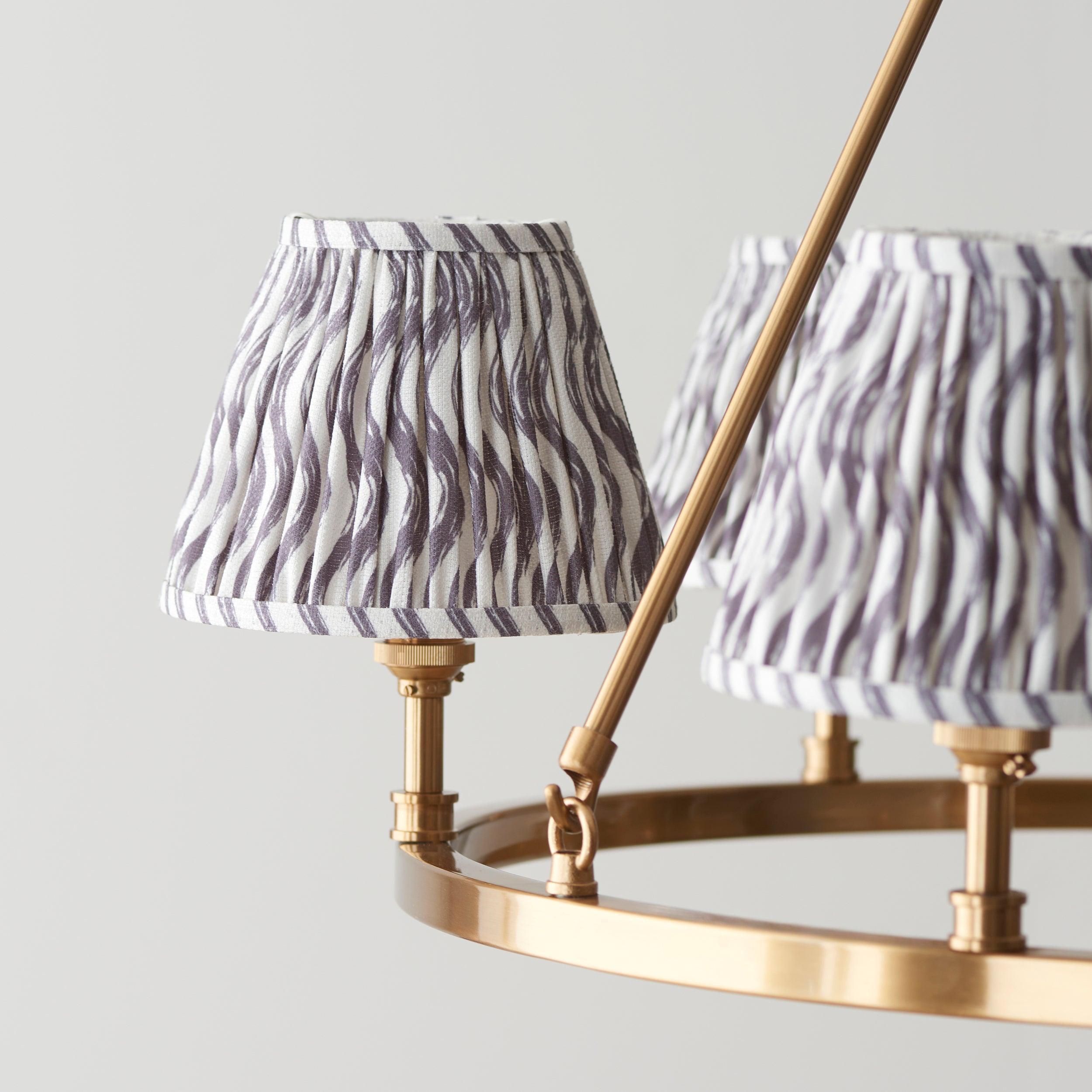 Chester Large Brass Ceiling Pendant Light With Pearl Grey Ripple 16cm Shades