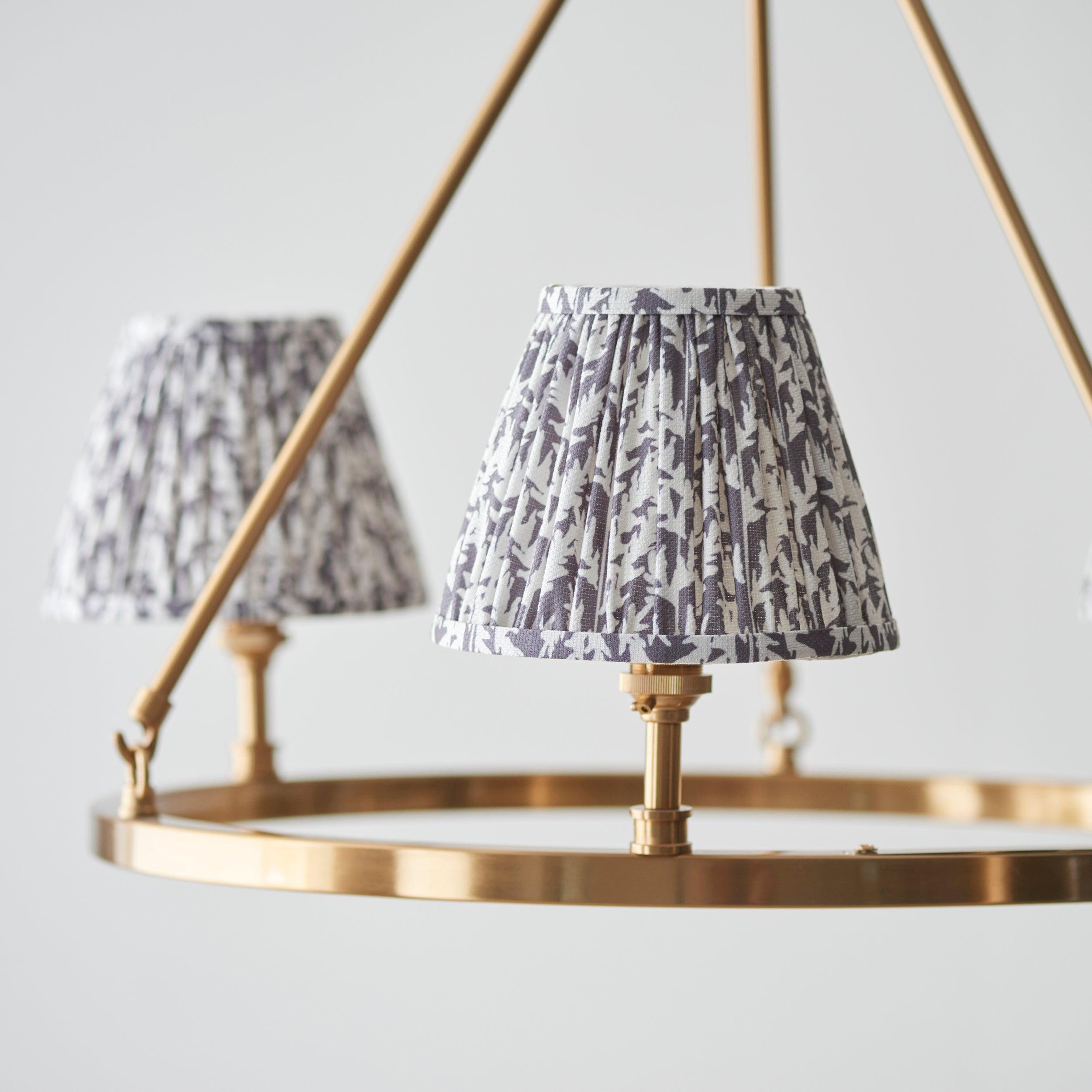 Chester Brass Ceiling Pendant Light With Grey Leaf 16cm Shades