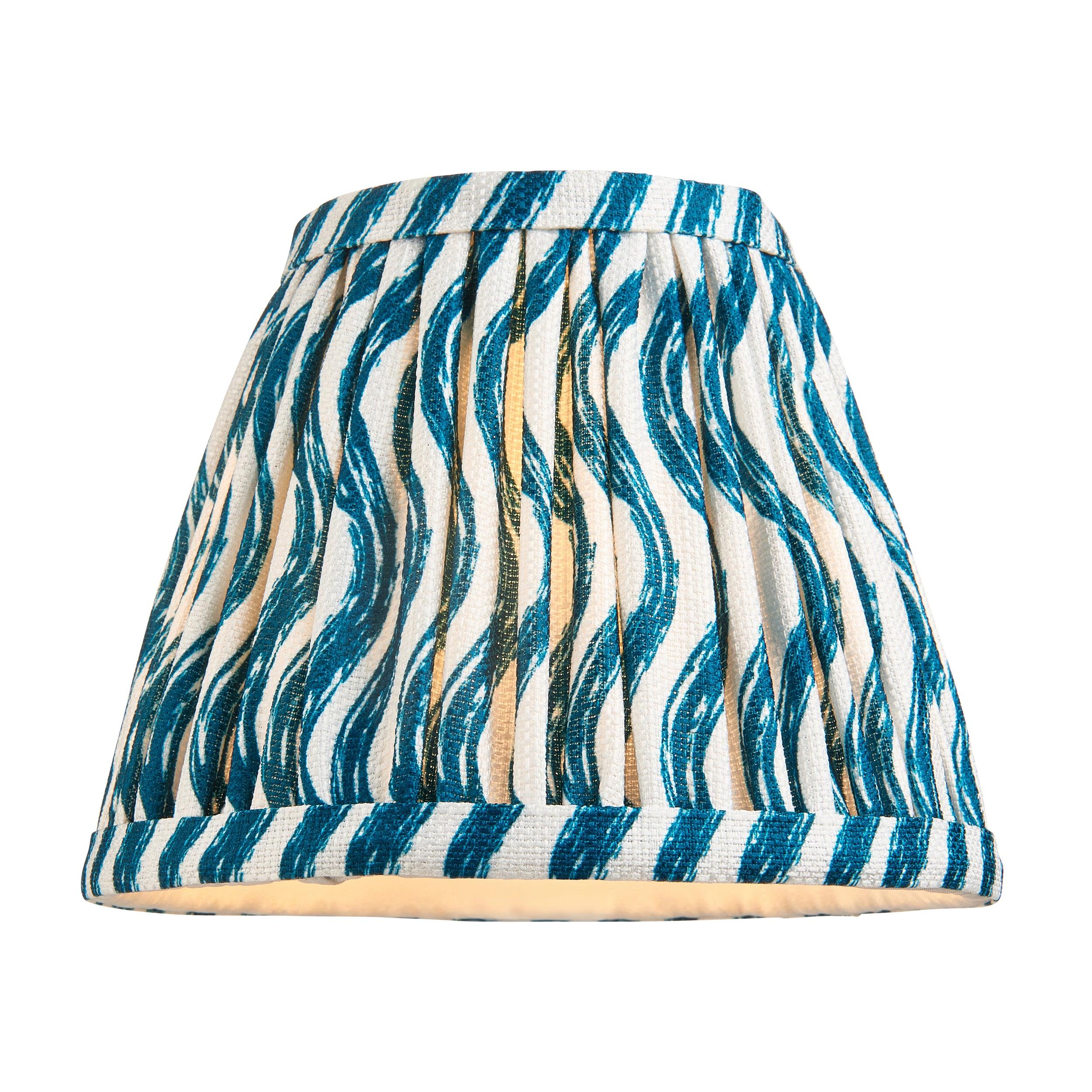 Chester Brass Ceiling Pendant Light With Blue Ripple 16cm Shades