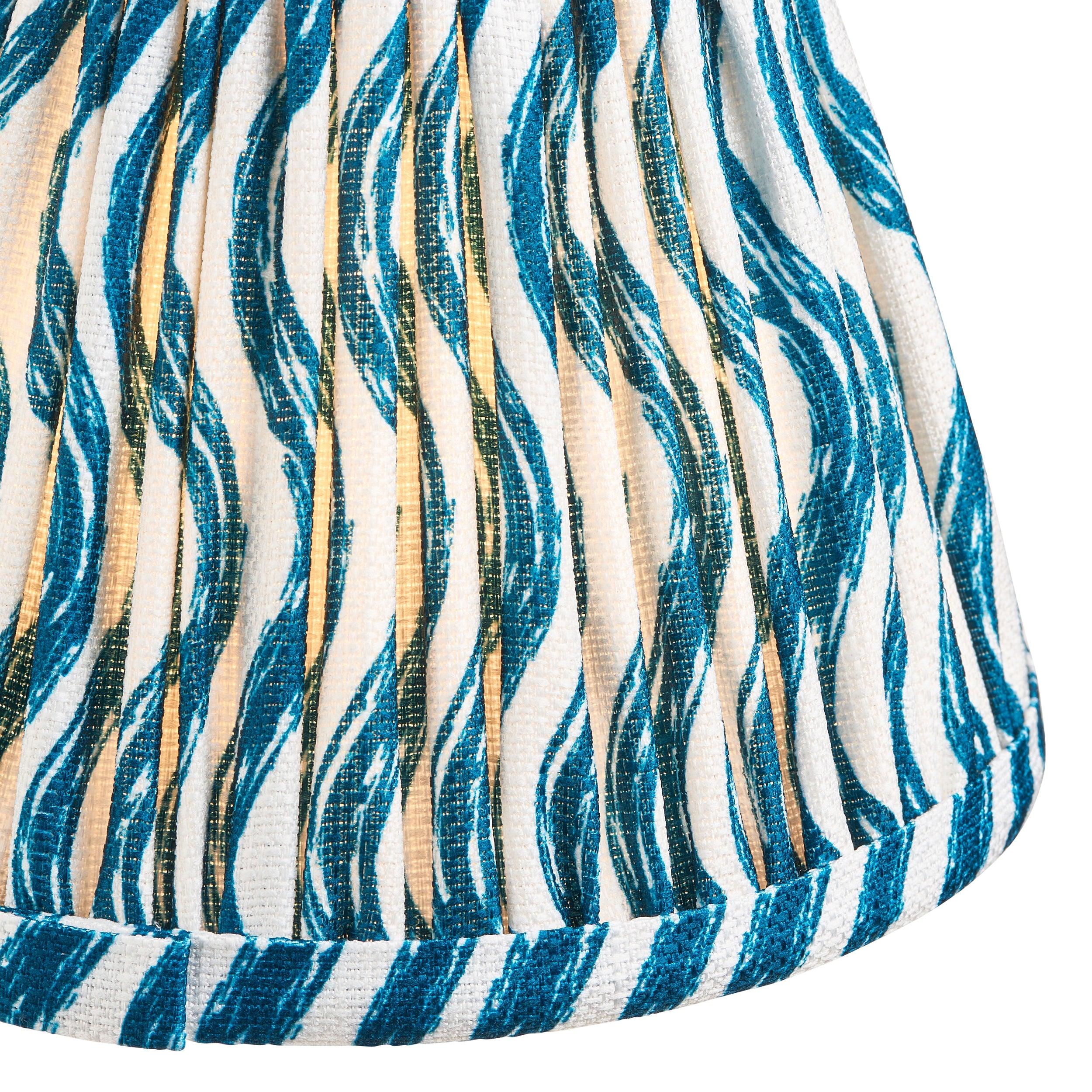 Chester Brass Ceiling Pendant Light With Blue Ripple 16cm Shades