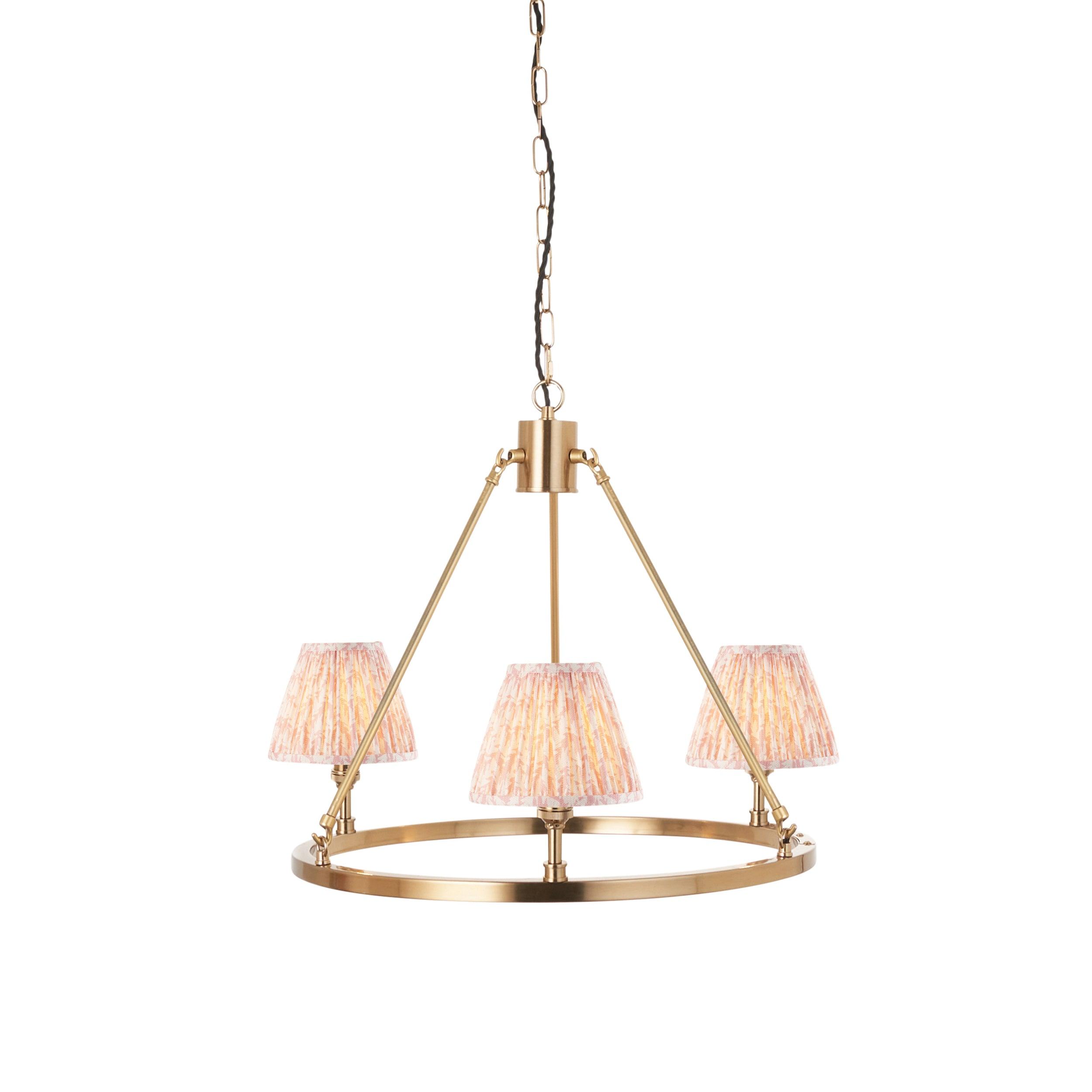 Chester Brass Ceiling Pendant Light With Peachy Keen 16cm Shades