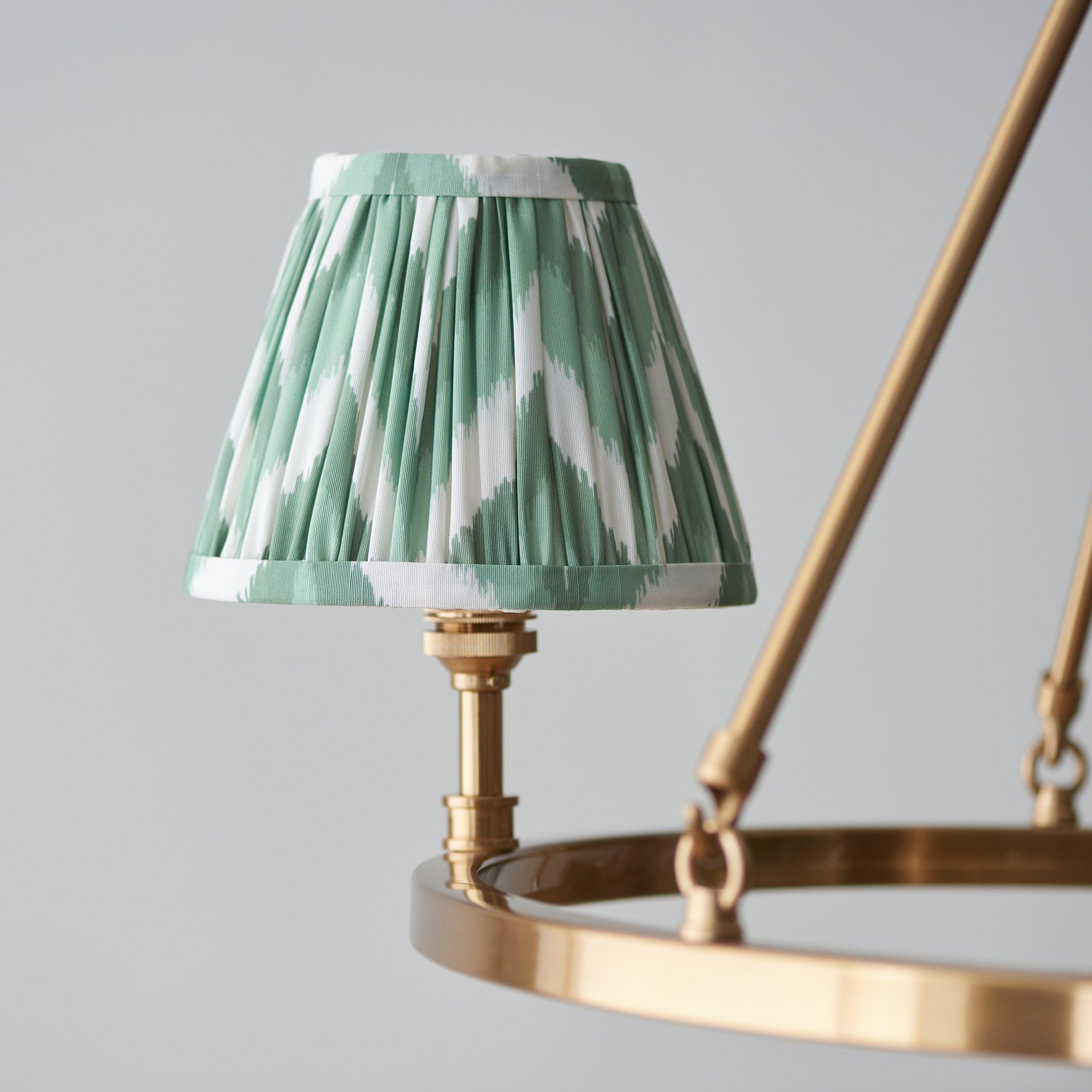 Chester Brass Ceiling Pendant Light With Green Zigzag 16cm Shades