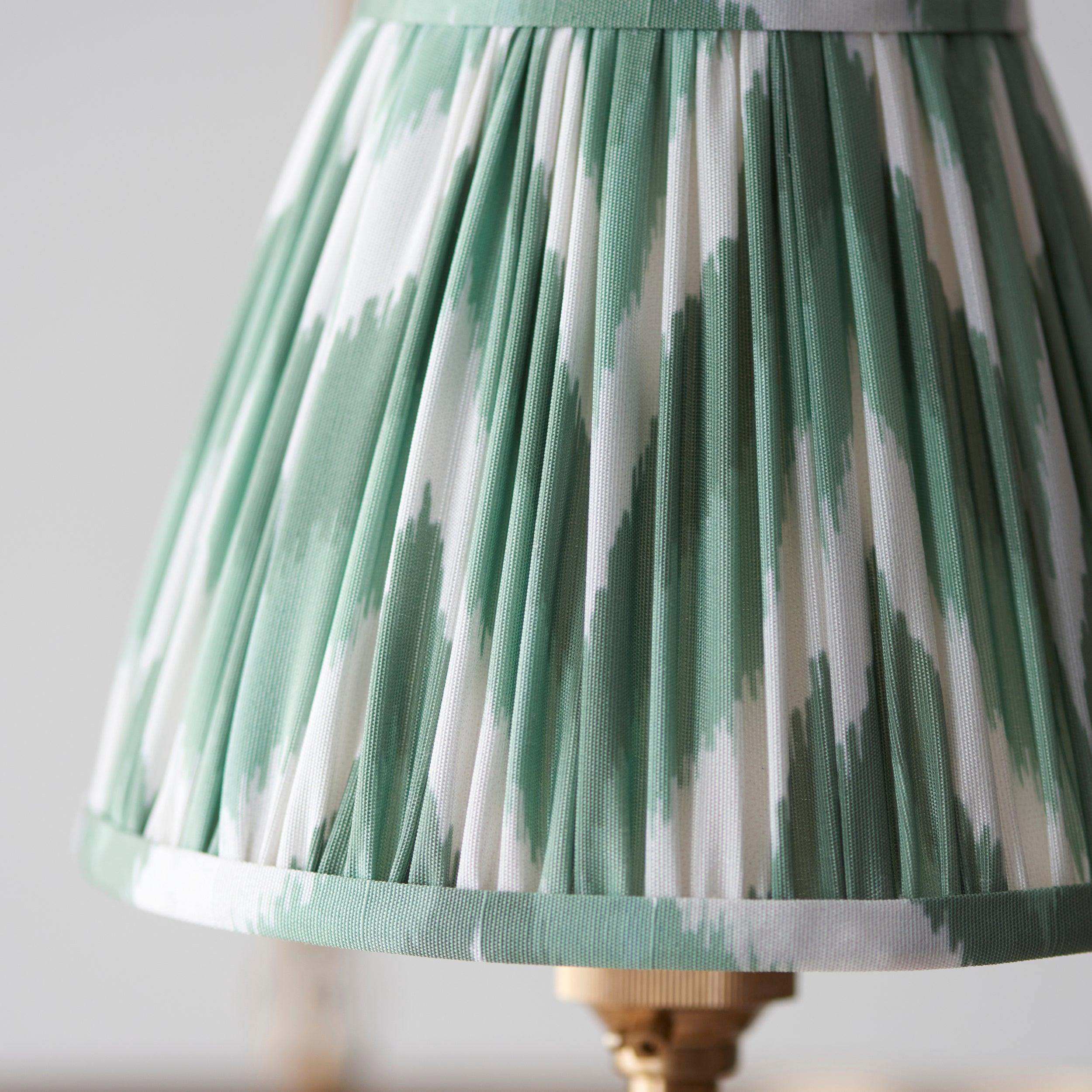 Chester Brass Ceiling Pendant Light With Green Zigzag 16cm Shades