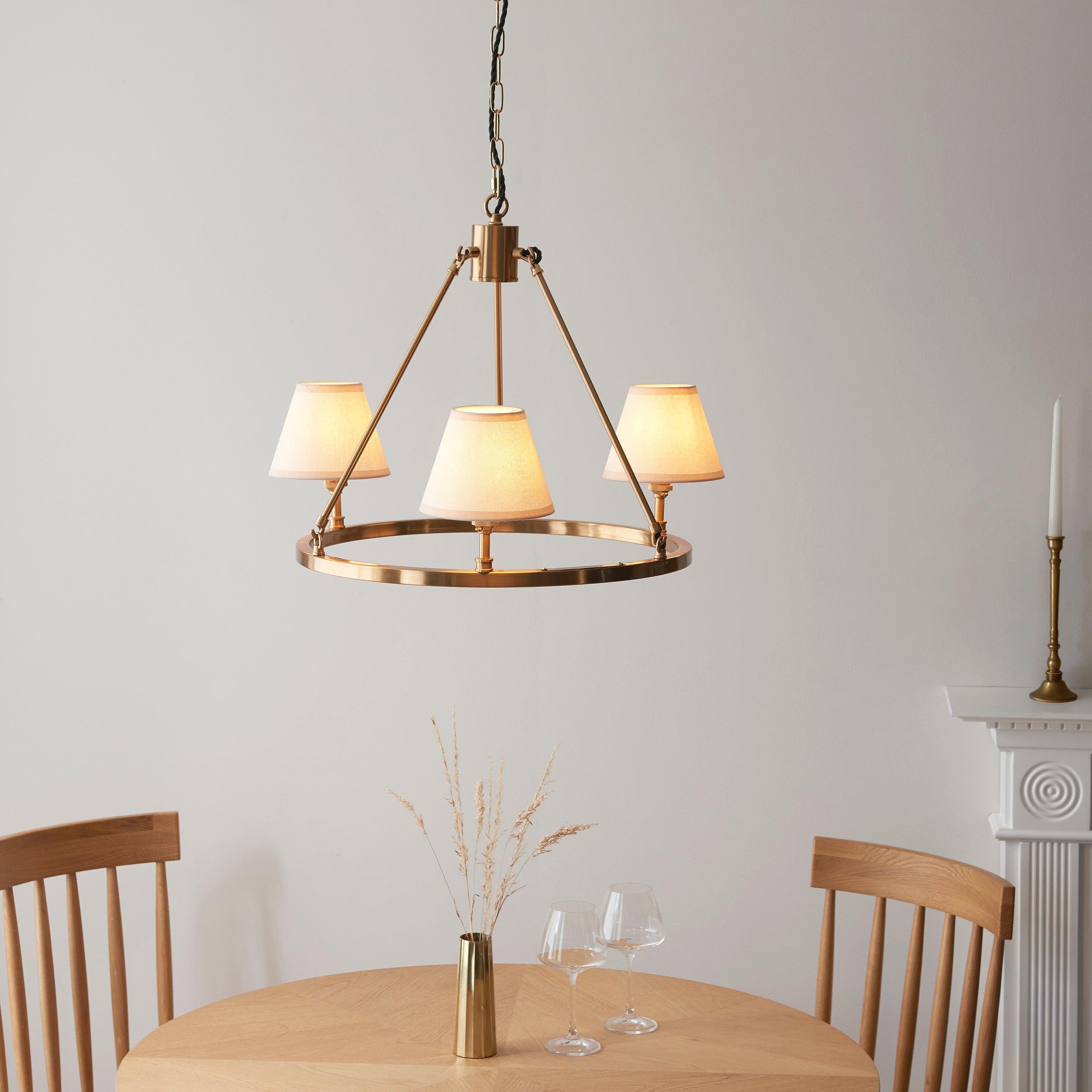 Chester Brass Ceiling Pendant Light With White Ivy 16cm Shades