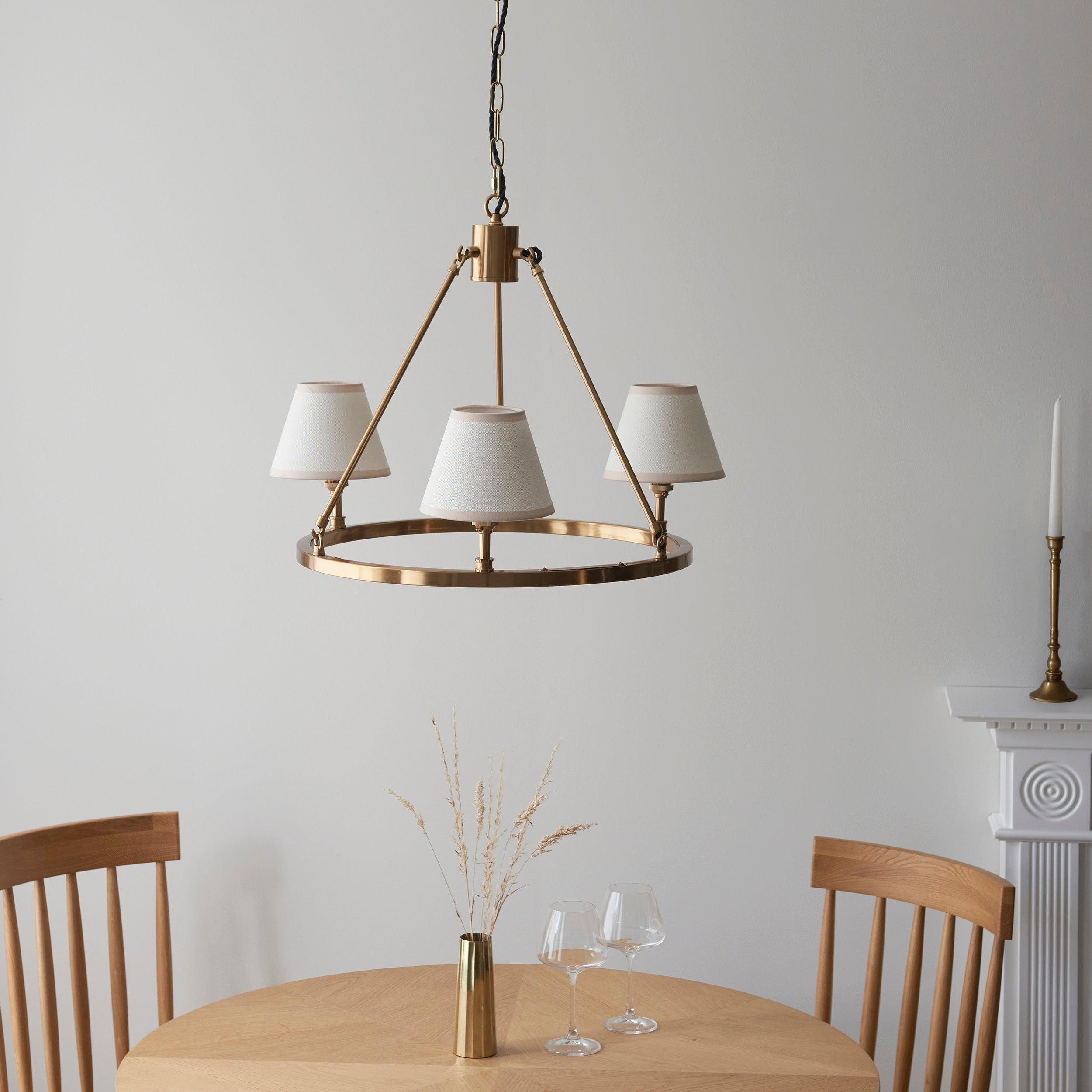 Chester Brass Ceiling Pendant Light With White Ivy 16cm Shades