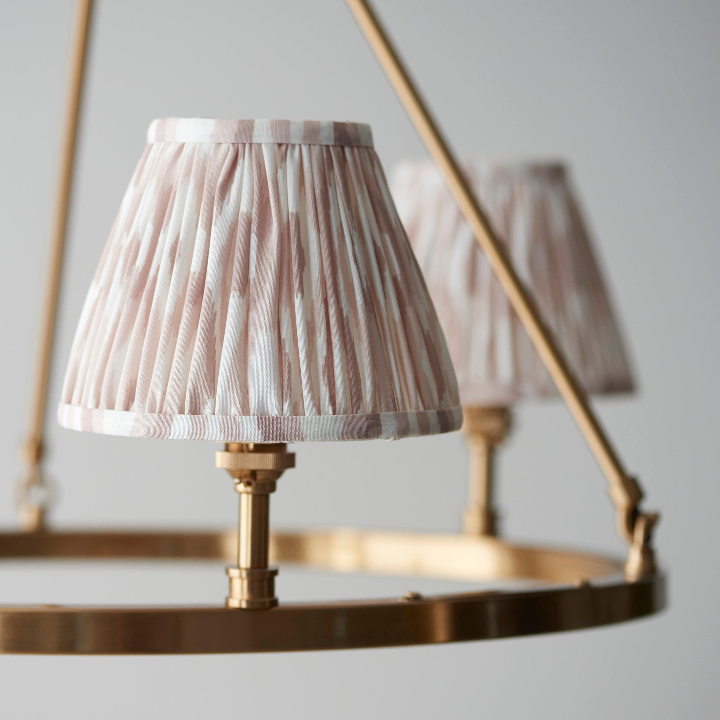 Chester Brass Ceiling Pendant Light With Neutral Ikat 16cm Shades