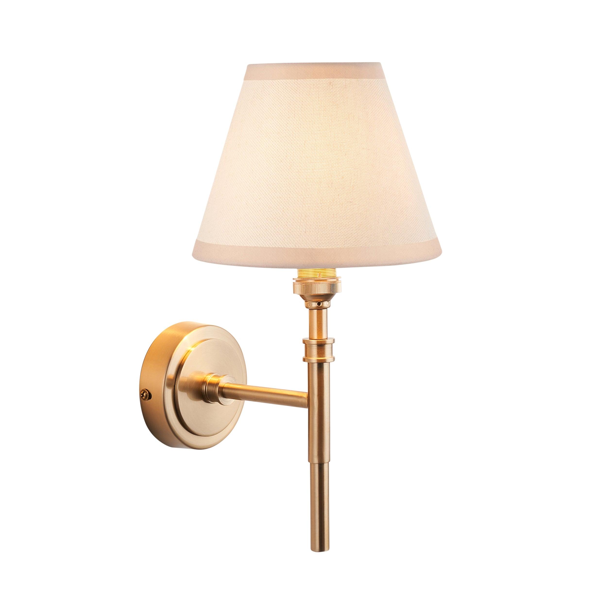 Chester Brass Wall Light With White Ivy 16cm Shade