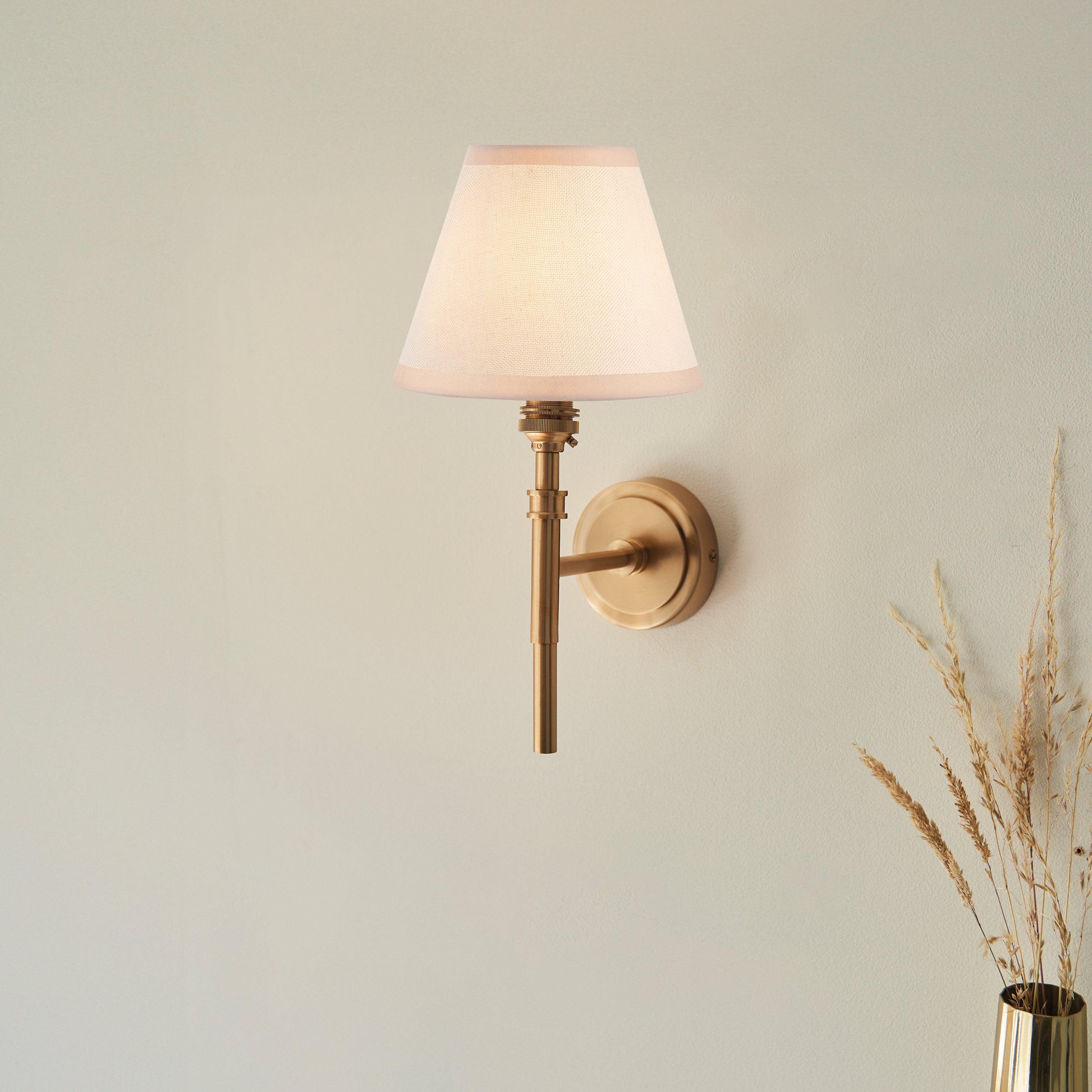 Chester Brass Wall Light With White Ivy 16cm Shade