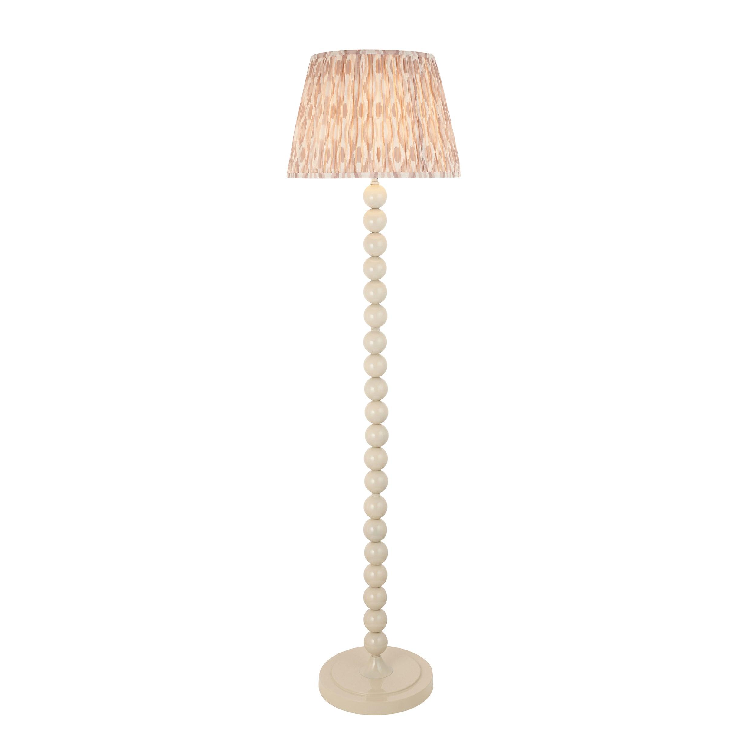 Higgledy Almond White Floor Lamp & Ikat 40cm Neutral Shade