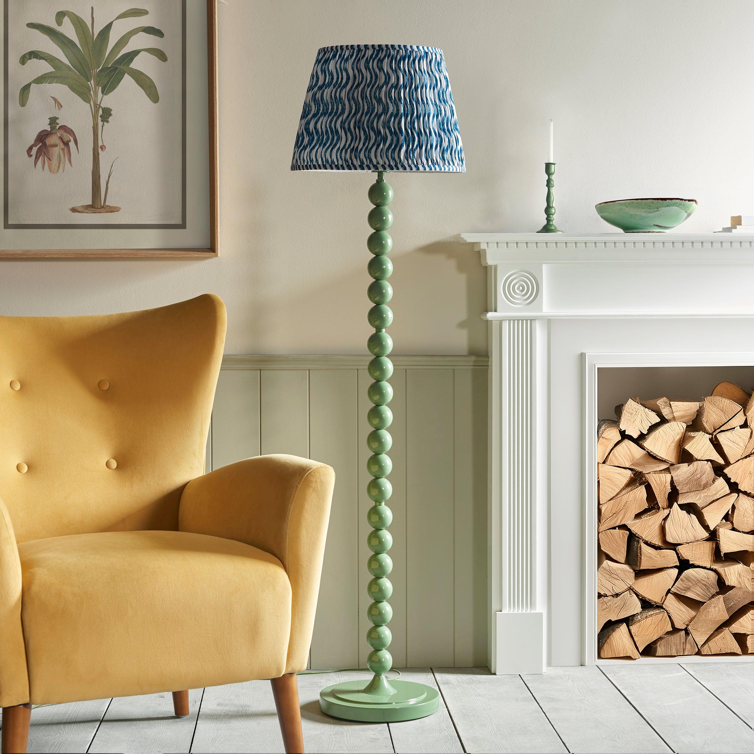 Higgledy Green Floor Lamp & Ripple 40cm Marlin Blue Shade