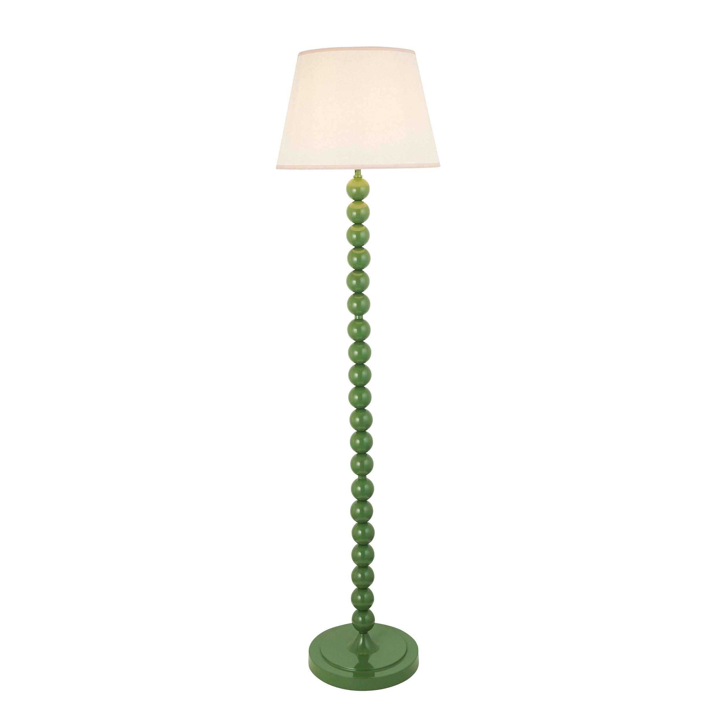 Higgledy Green Floor Lamp & Ivy 40cm Vintage White Shade