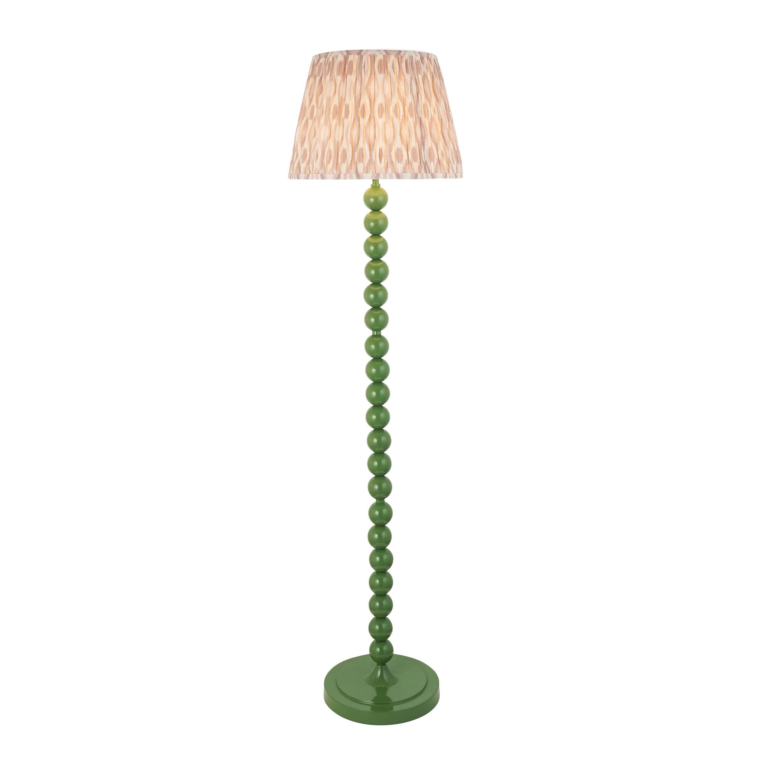 Higgledy Green Floor Lamp & Ikat 40cm Neutral Shade