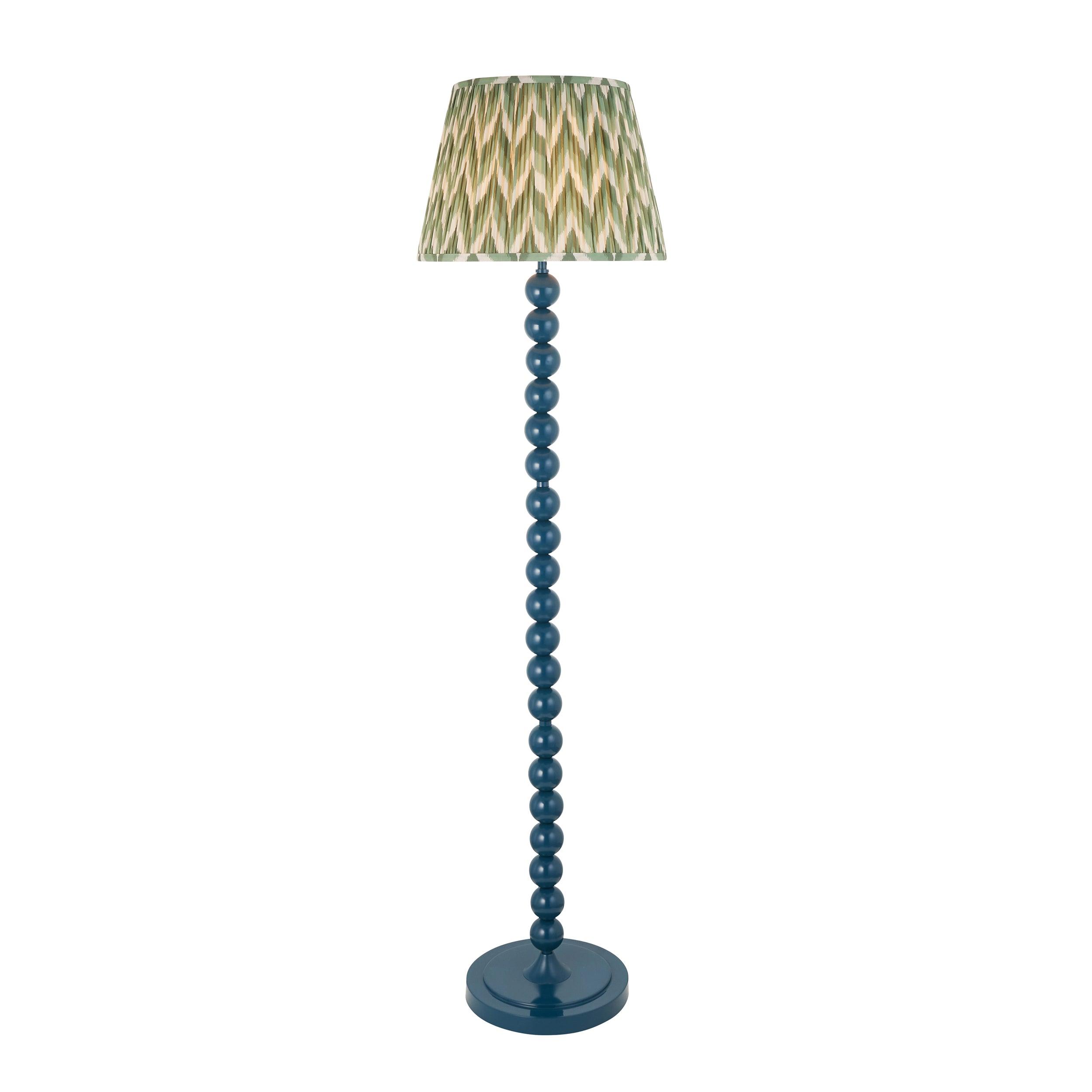 Higgledy Blue Floor Lamp & Zigzag 40cm Cotswold Green Shade