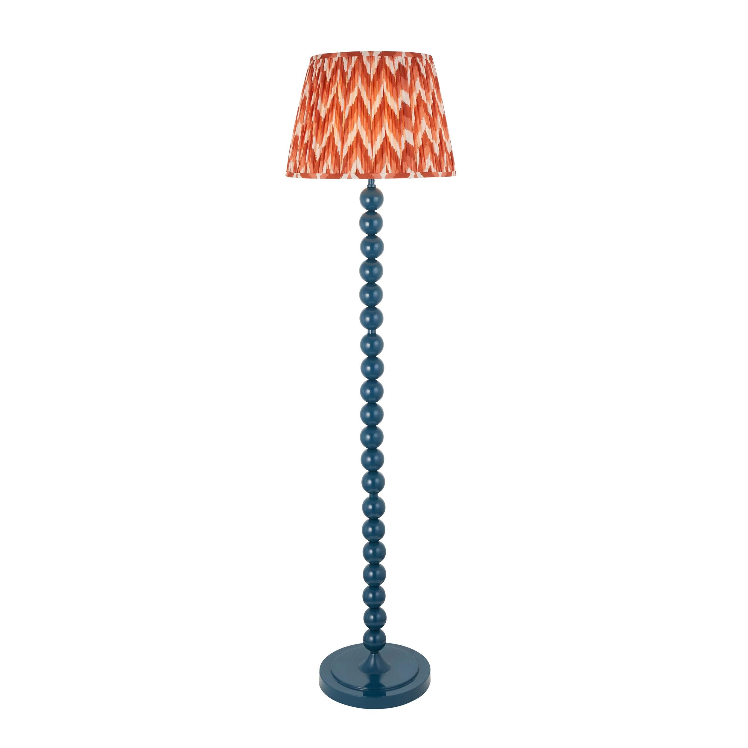 Higgledy Blue Floor Lamp & Zigzag 40cm Apricot Orange Shade
