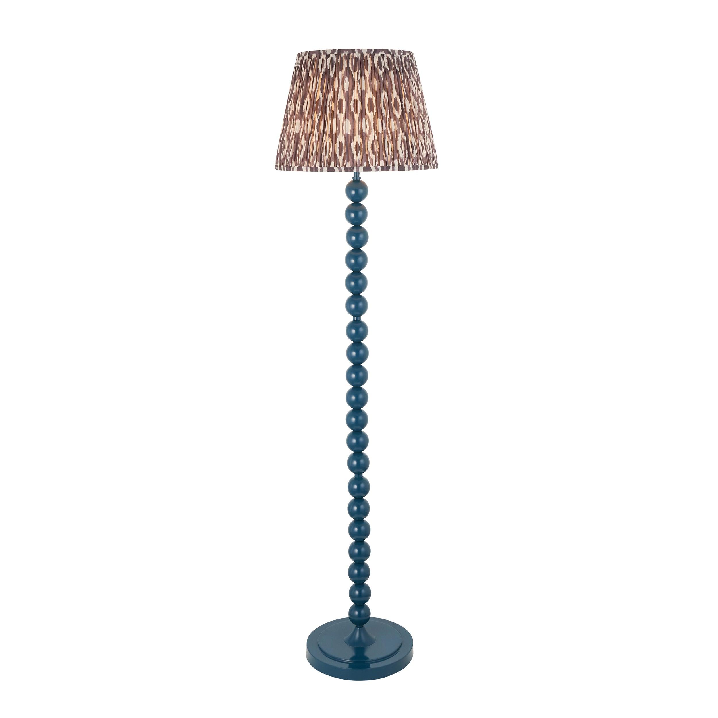 Higgledy Blue Floor Lamp & Ikat 40cm Pearl Grey Shade