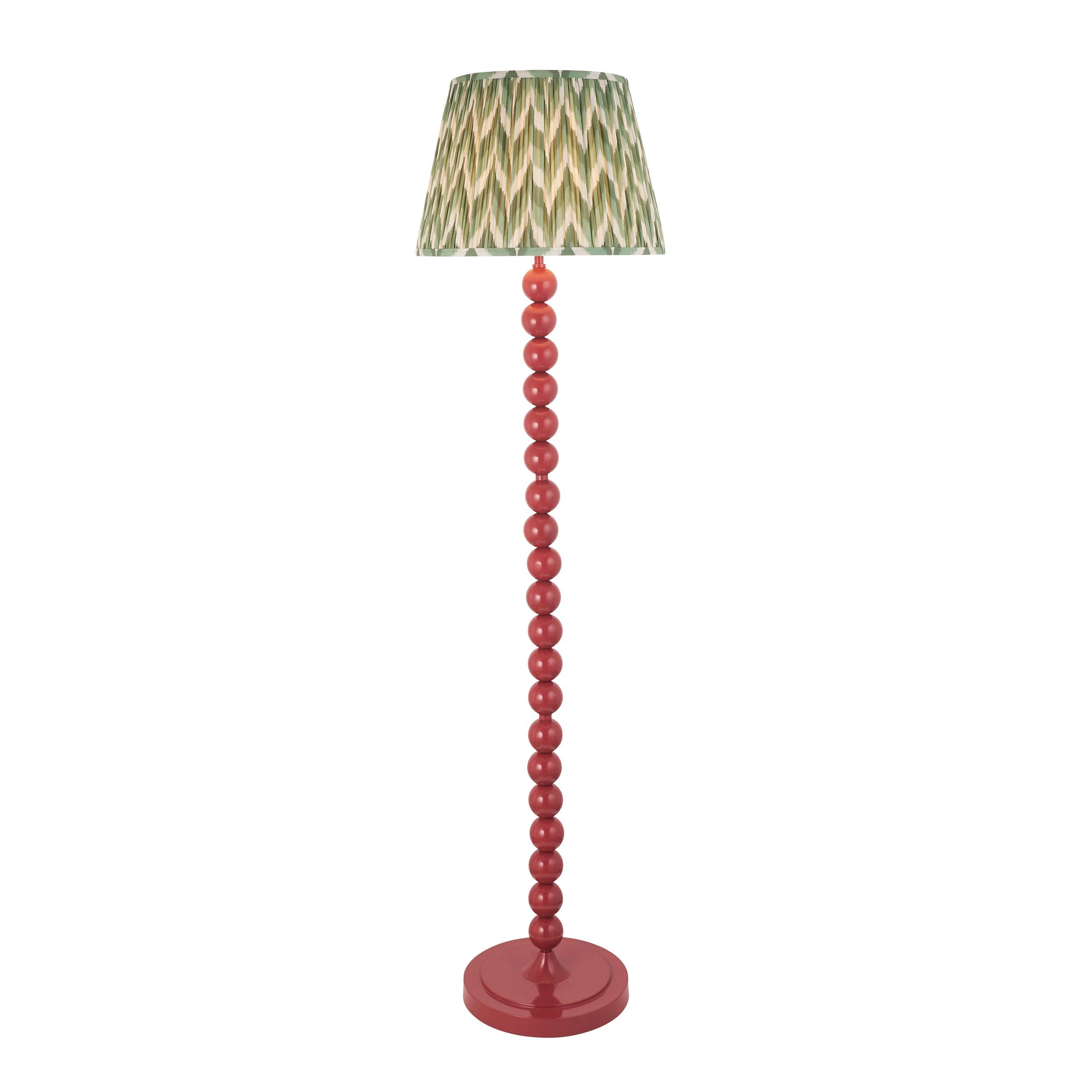 Higgledy Pink Floor Lamp & Zigzag 40cm Cotswold Green Shade