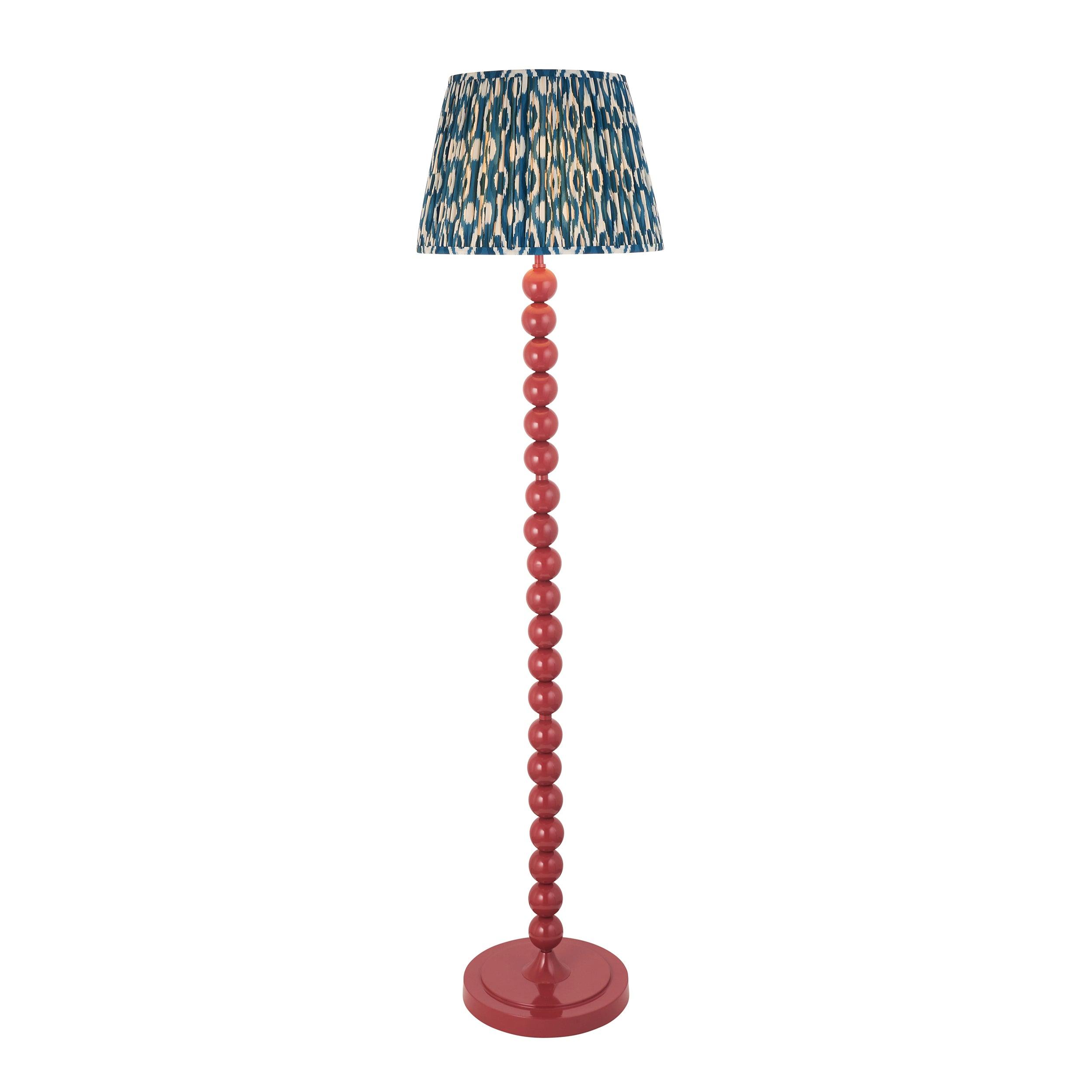 Higgledy Pink Floor Lamp & Ikat 40cm Marlin Blue Shade