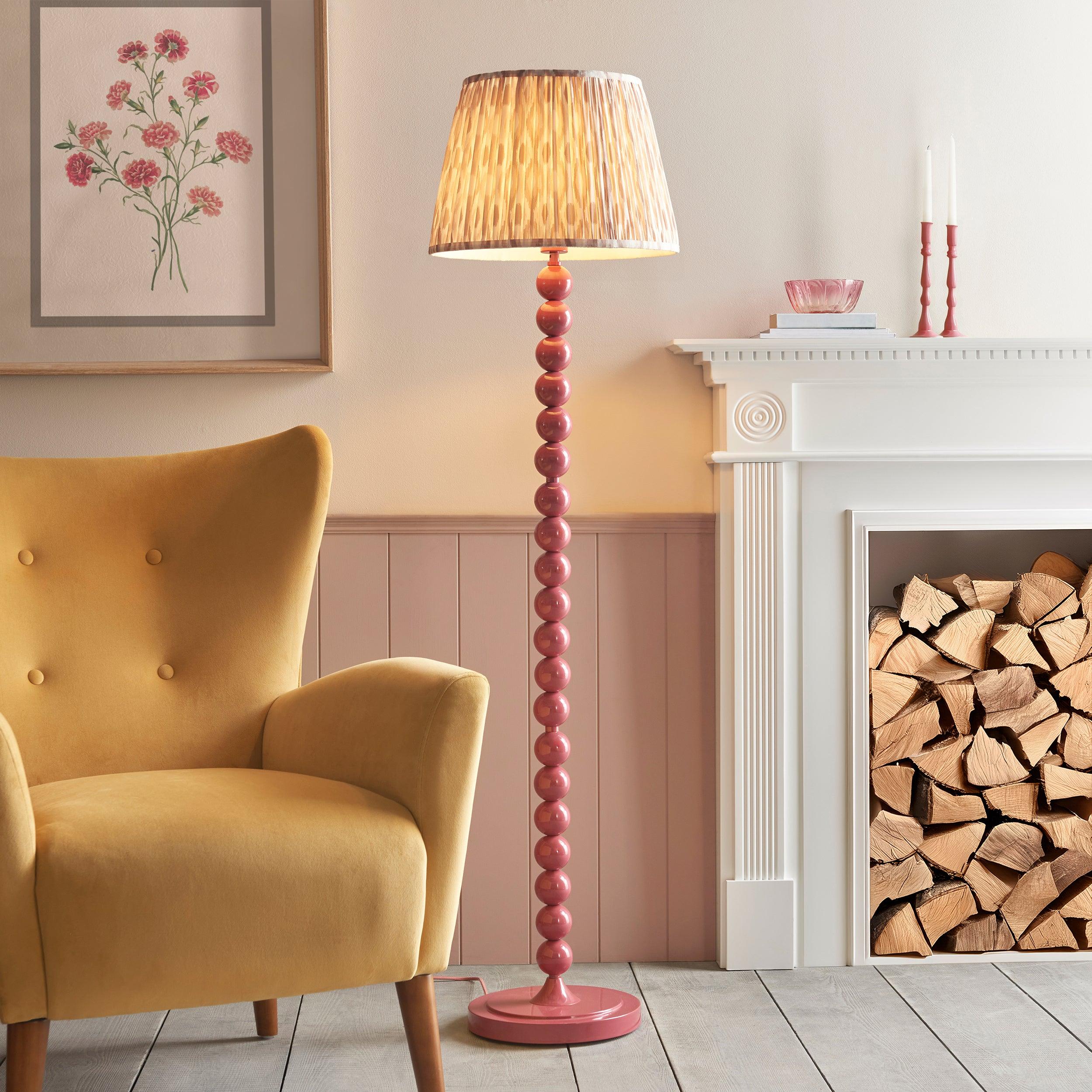 Higgledy Pink Floor Lamp & Ikat 40cm Neutral Shade