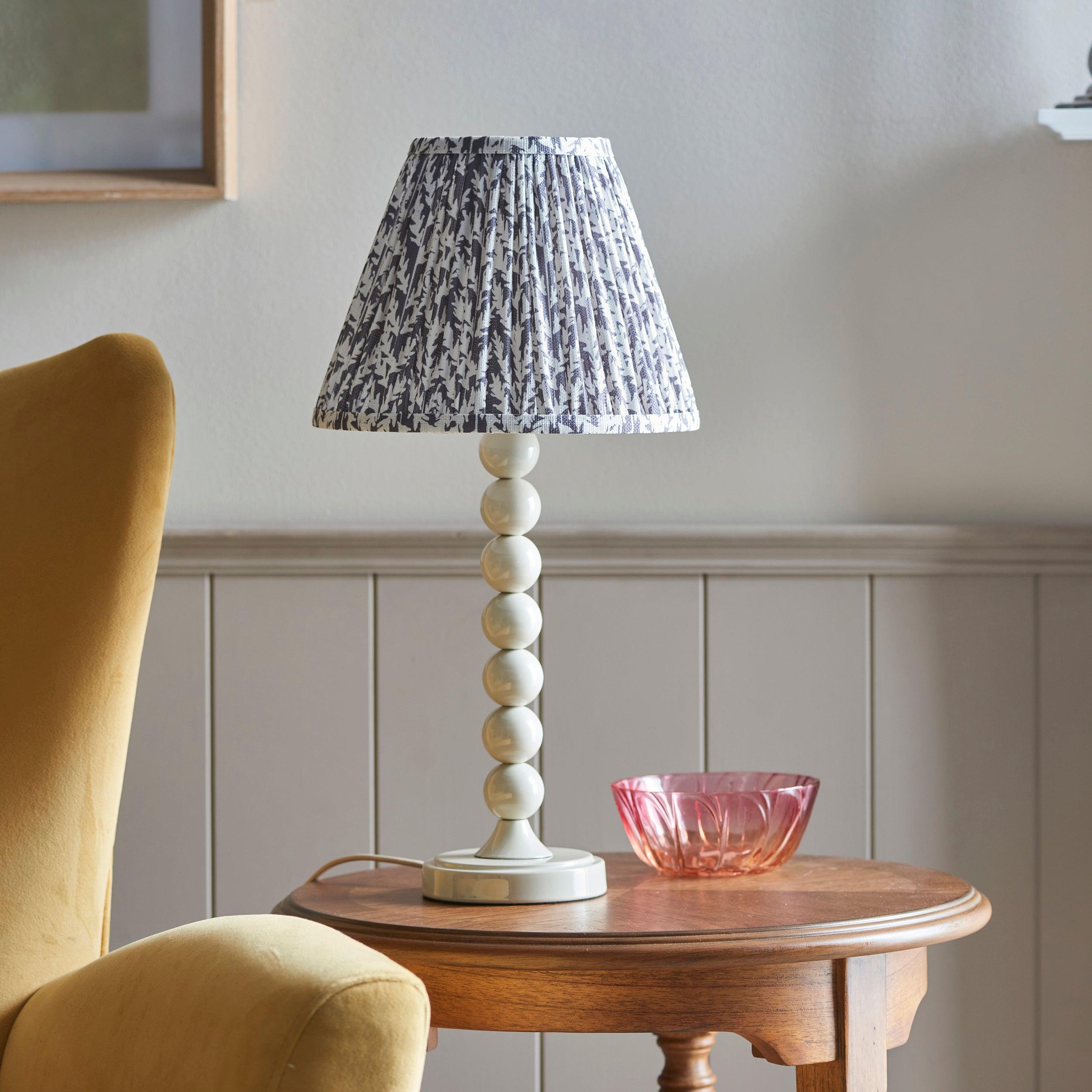 Higgledy White Table Lamp & Leaf 25cm Pearl Grey Shade