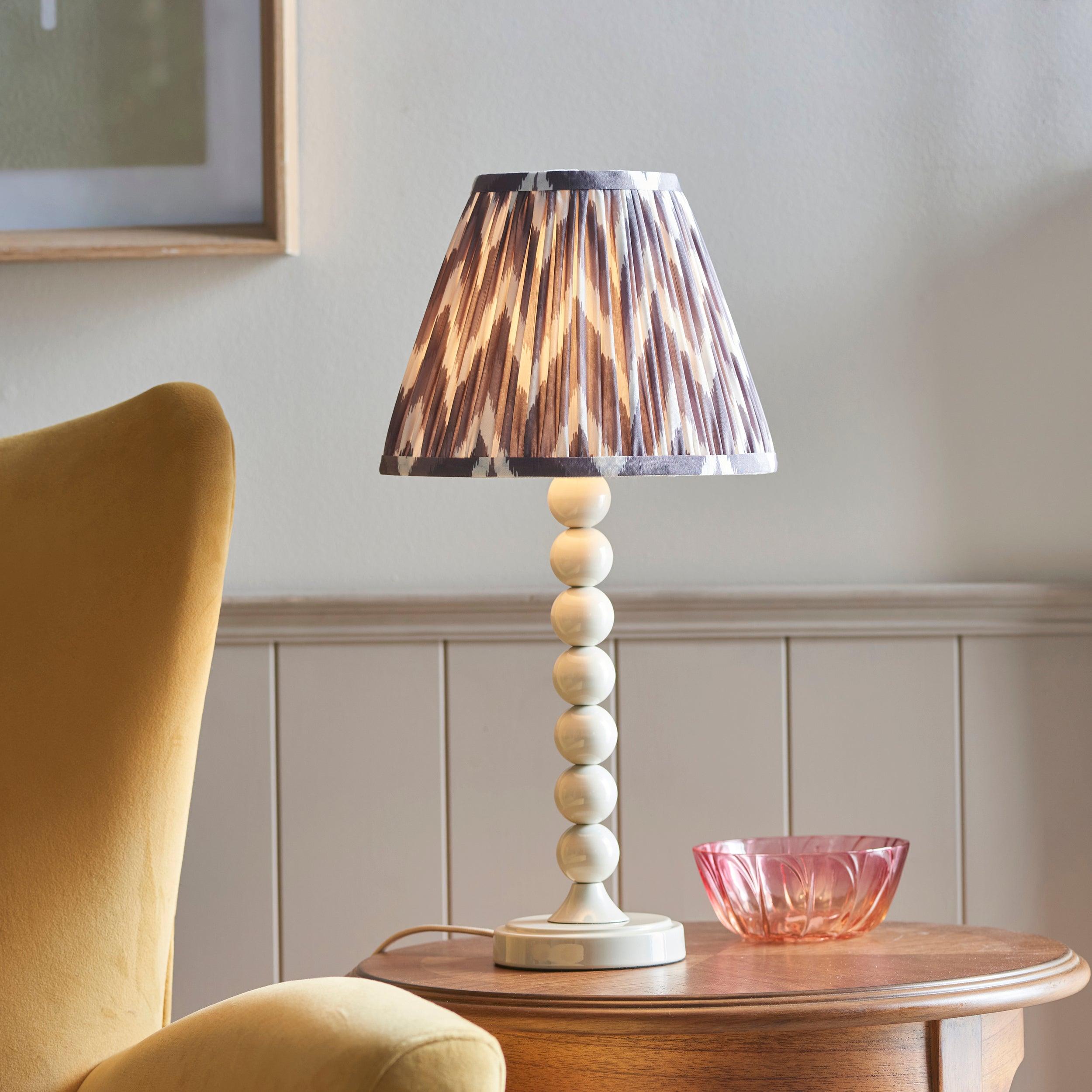 Higgledy White Table Lamp & Zigzag 25cm Pearl Grey Shade