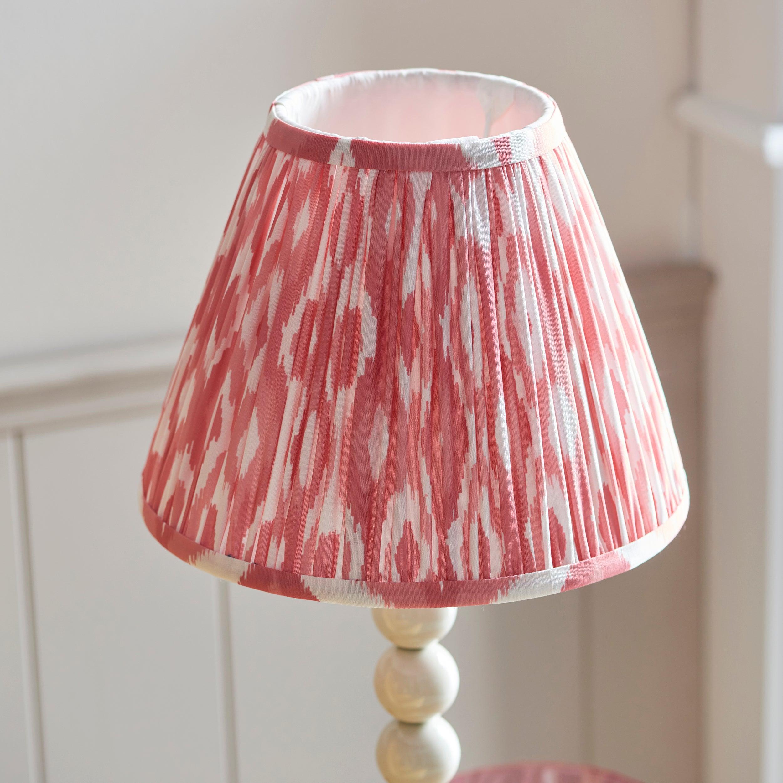 Higgledy White Table Lamp & Ikat 25cm Coral Pink Shade