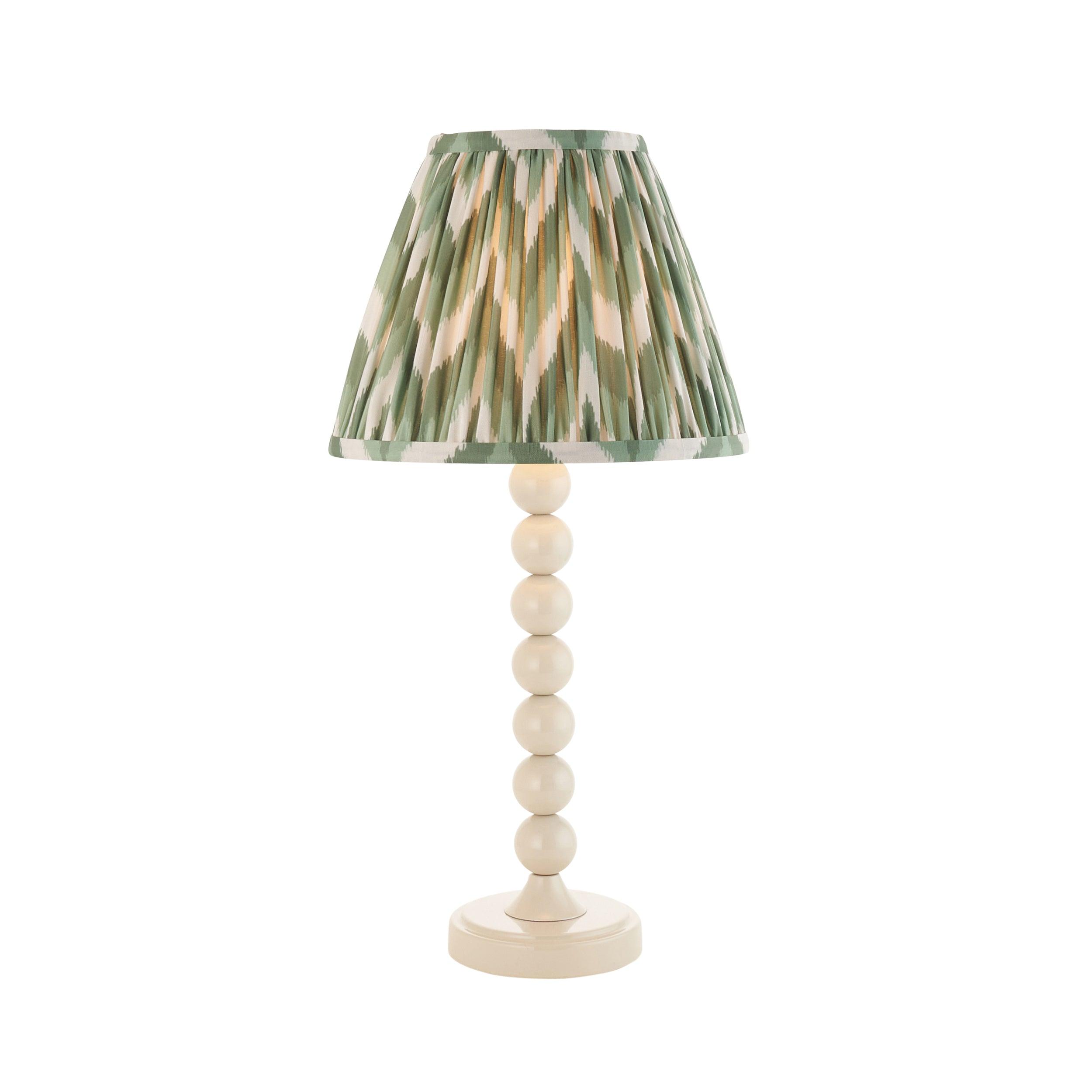 Higgledy White Table Lamp & Zigzag 25cm Cotswold Green Shade