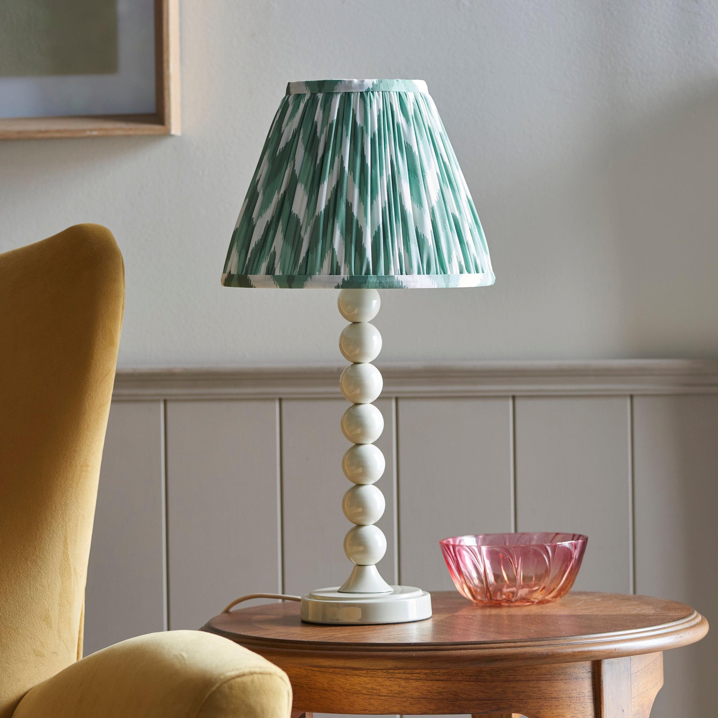 Higgledy White Table Lamp & Zigzag 25cm Cotswold Green Shade