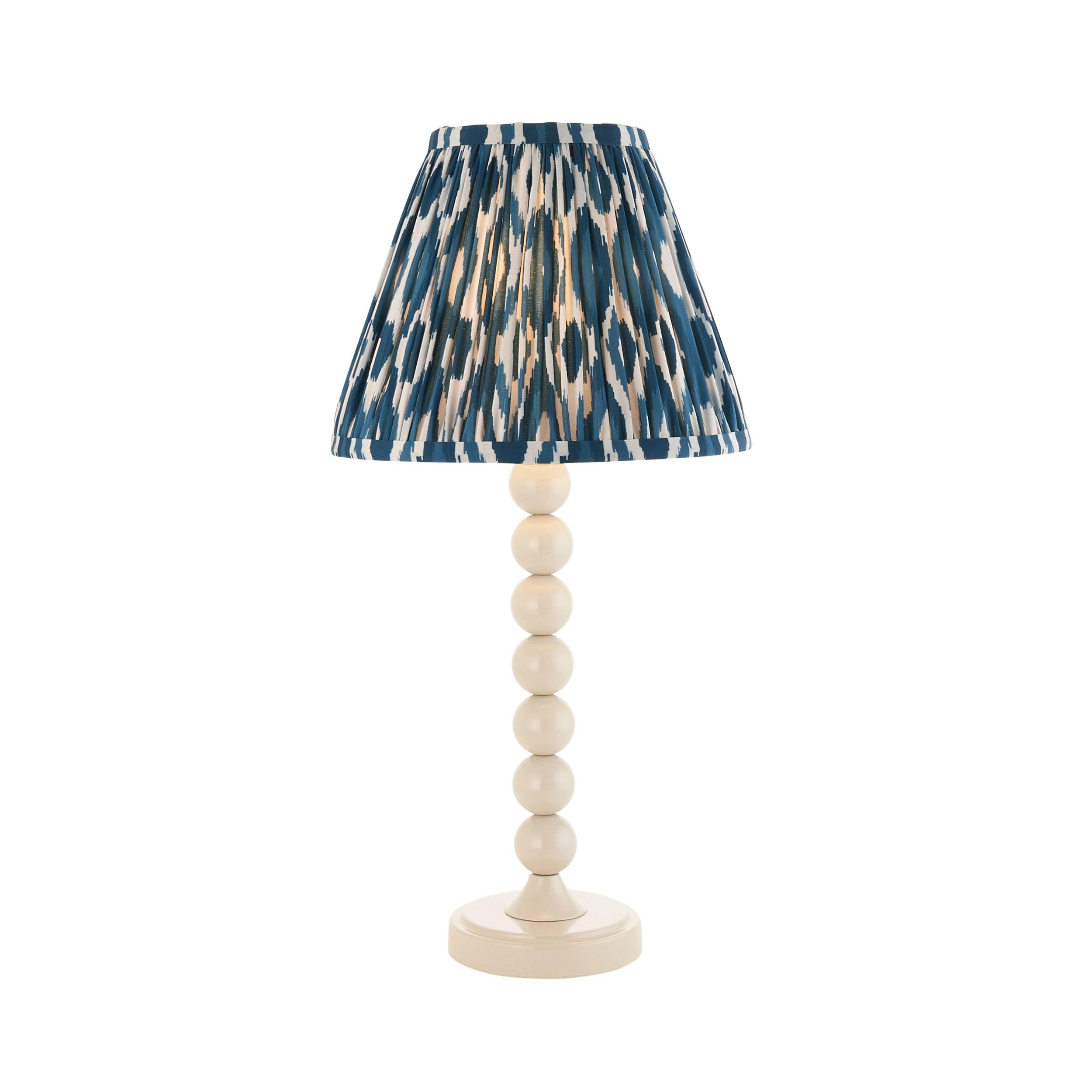 Higgledy White Table Lamp & Ikat 25cm Marlin Blue Shade