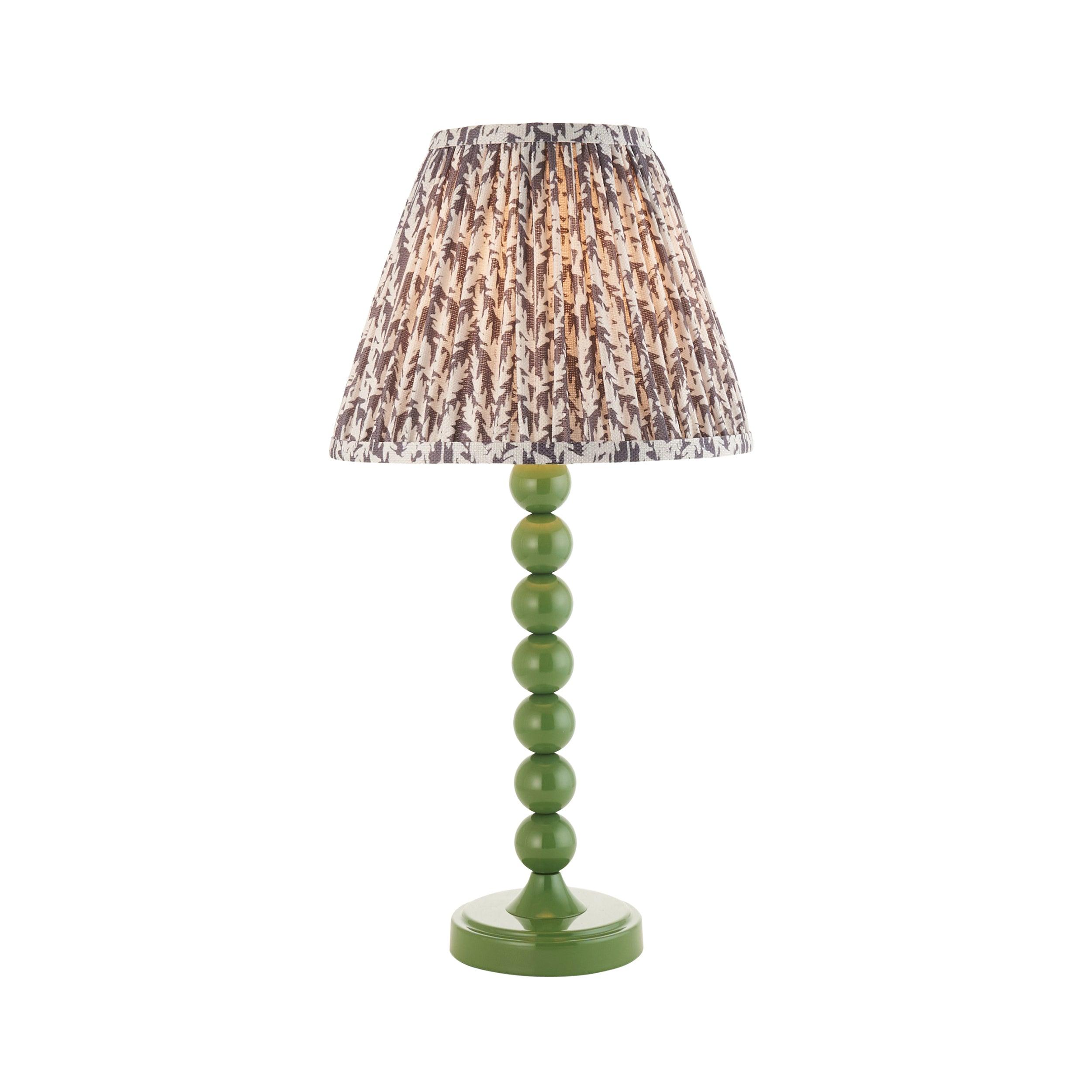 Higgledy Green Table Lamp & Leaf 25cm Pearl Grey Shade