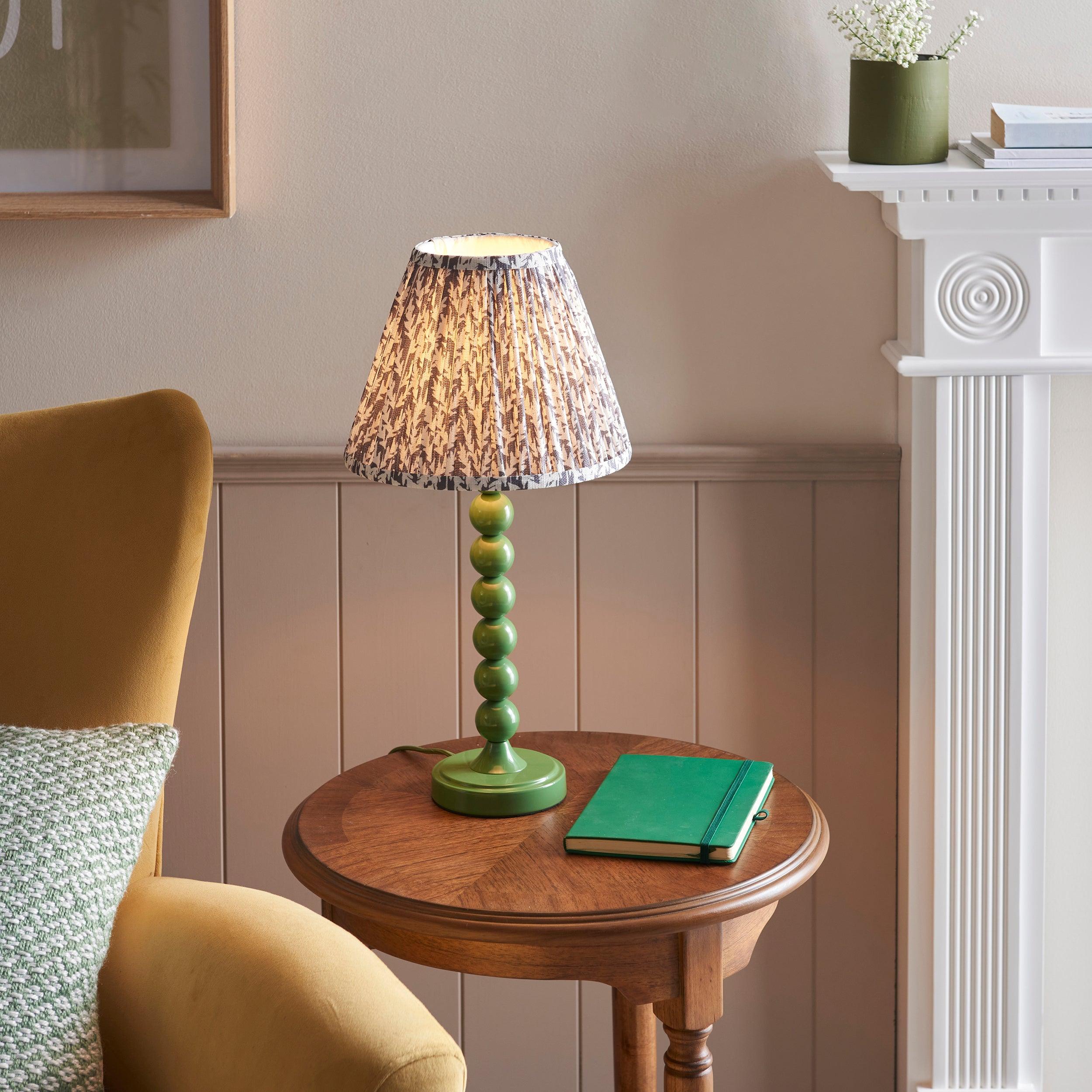 Higgledy Green Table Lamp & Leaf 25cm Pearl Grey Shade