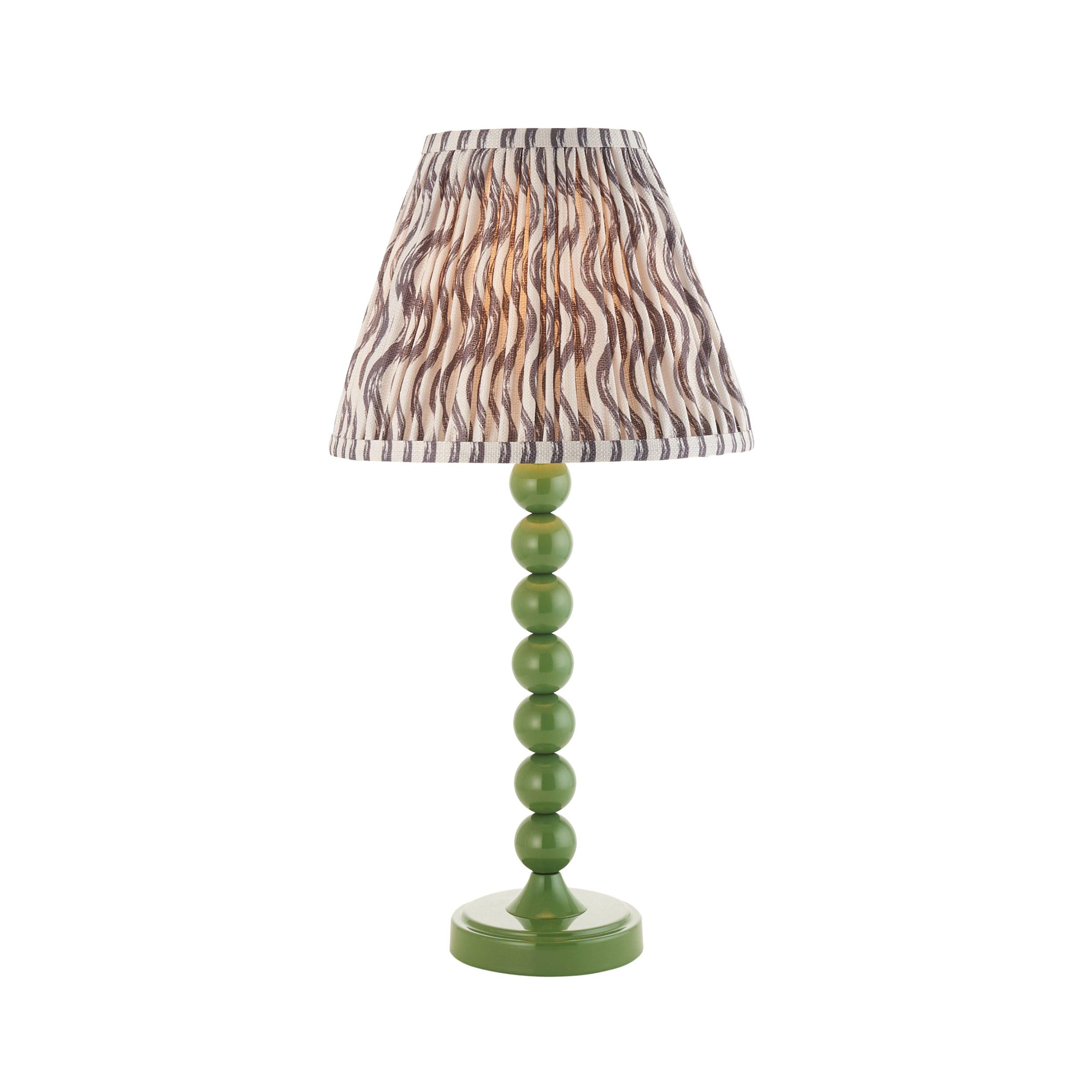 Higgledy Green Table Lamp & Ripple 25cm Pearl Grey Shade
