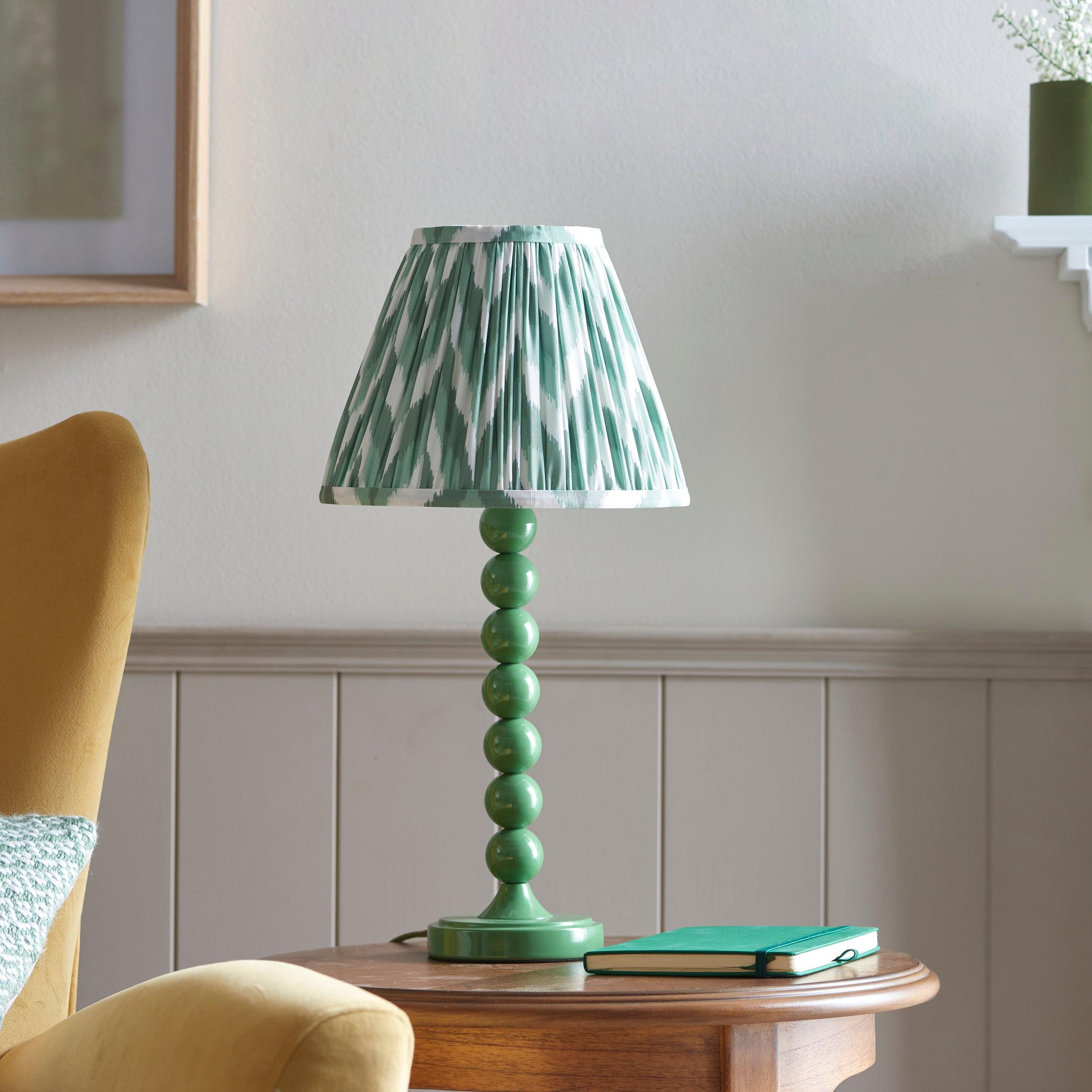 Higgledy Green Table Lamp & Zigzag 25cm Cotswold Green Shade