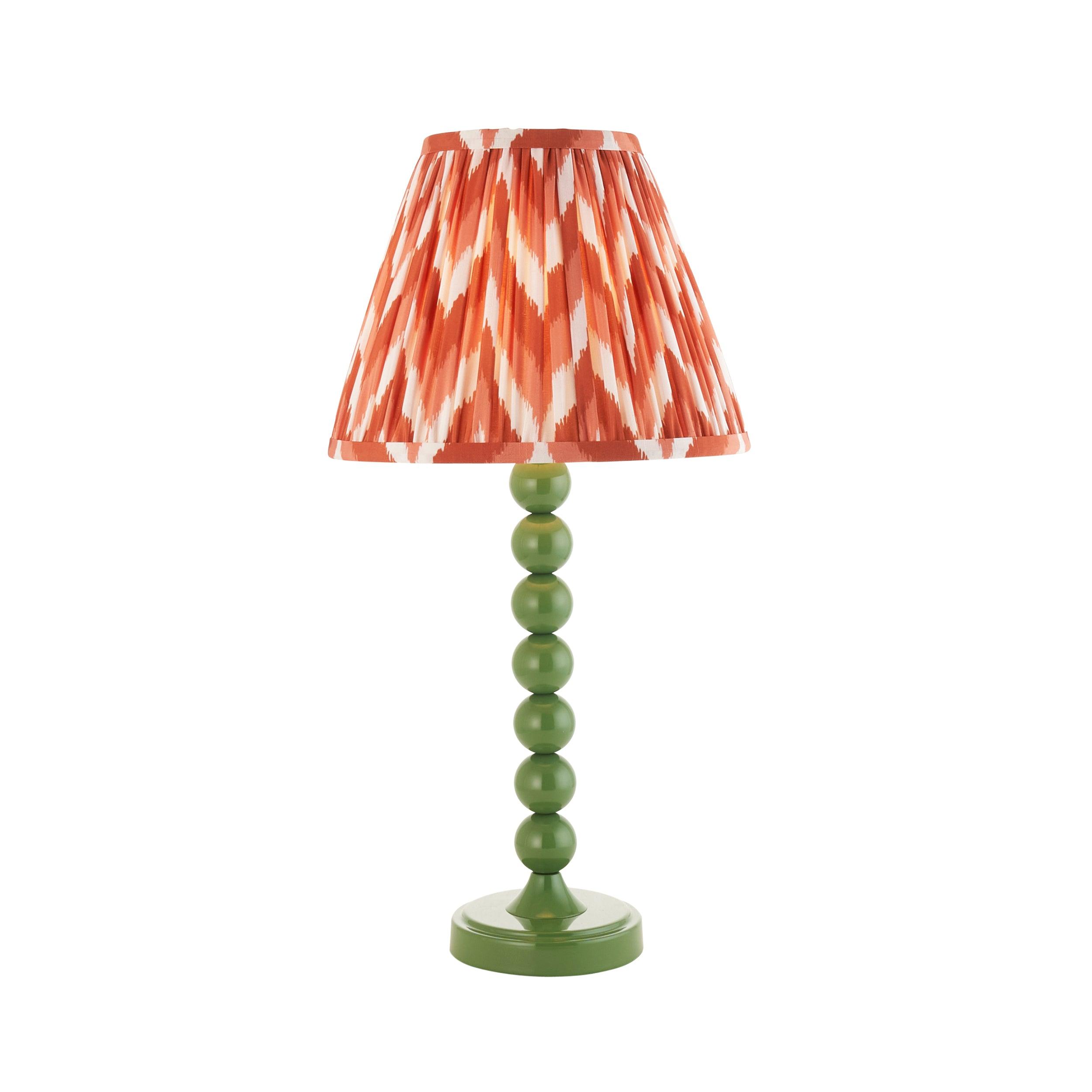 Higgledy Green Table Lamp & Zigzag 25cm Apricot Orange Shade