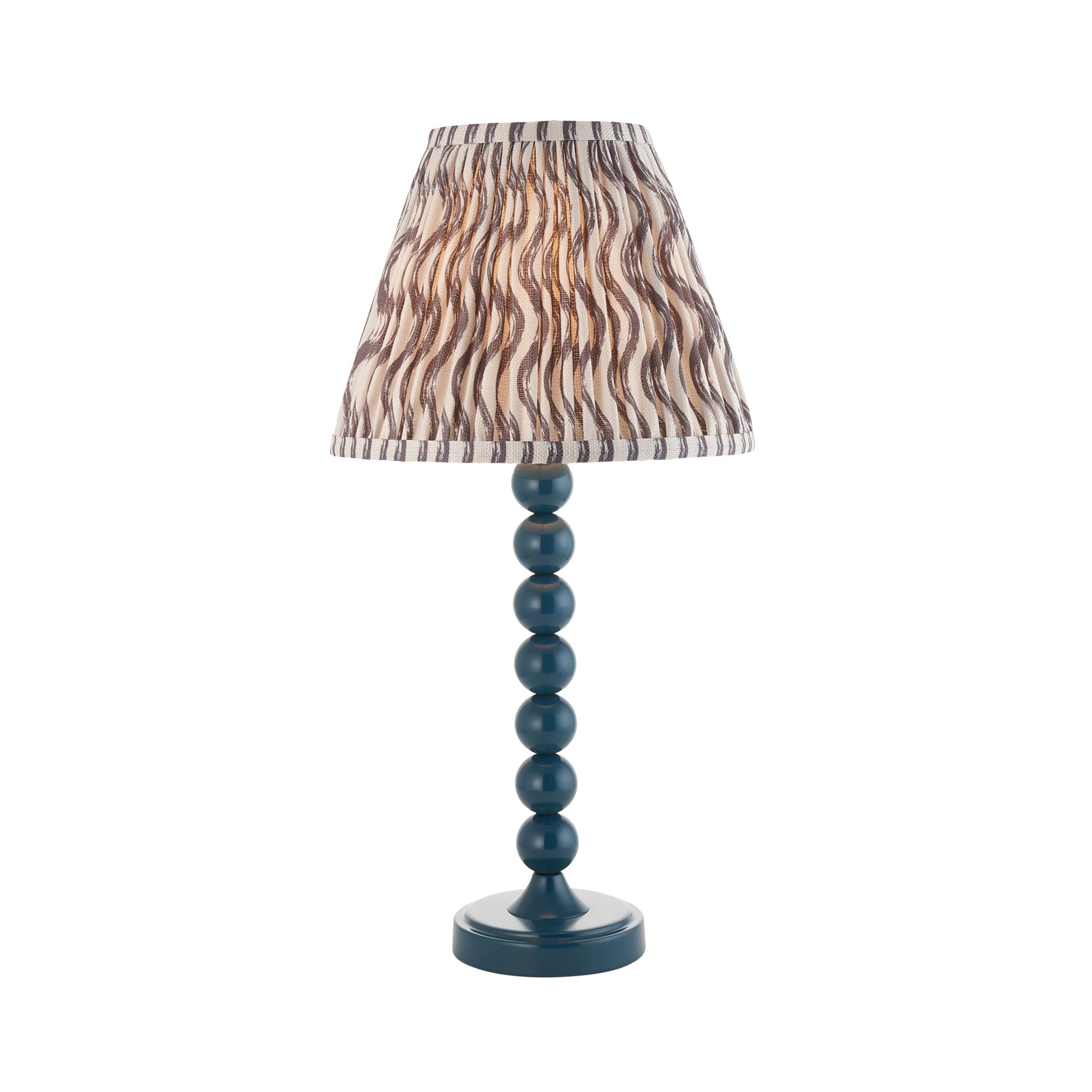 Higgledy Blue Table Lamp & Ripple 25cm Pearl Grey Shade