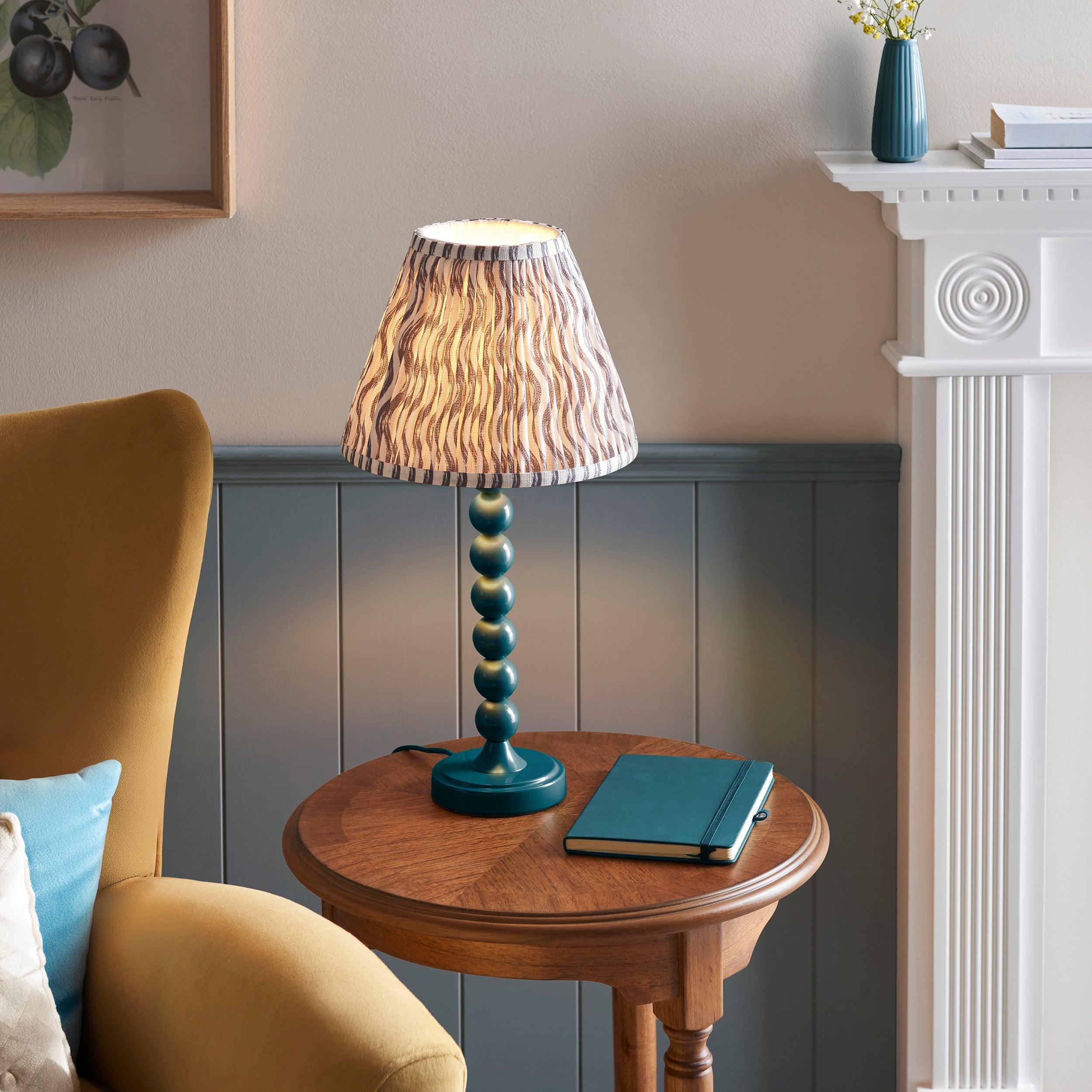 Higgledy Blue Table Lamp & Ripple 25cm Pearl Grey Shade