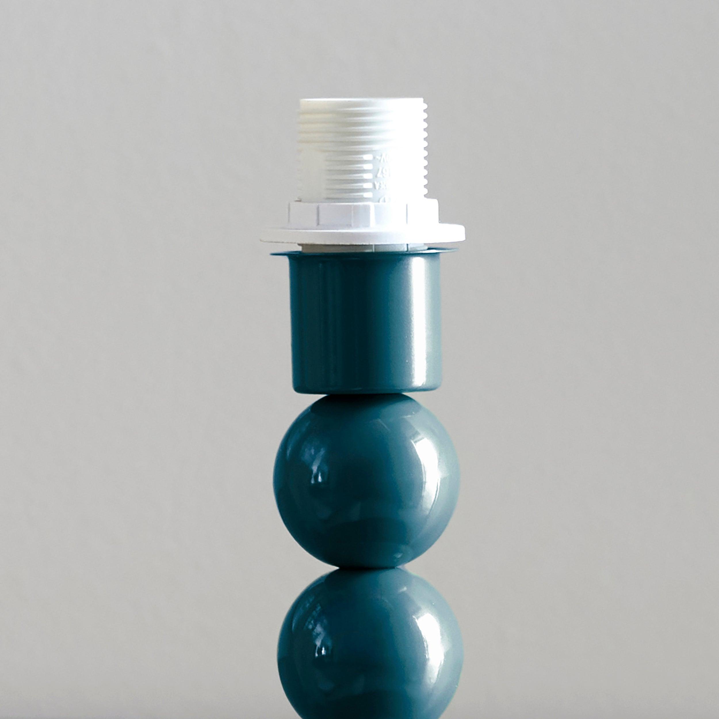 Higgledy Blue Table Lamp & Ripple 25cm Pearl Grey Shade