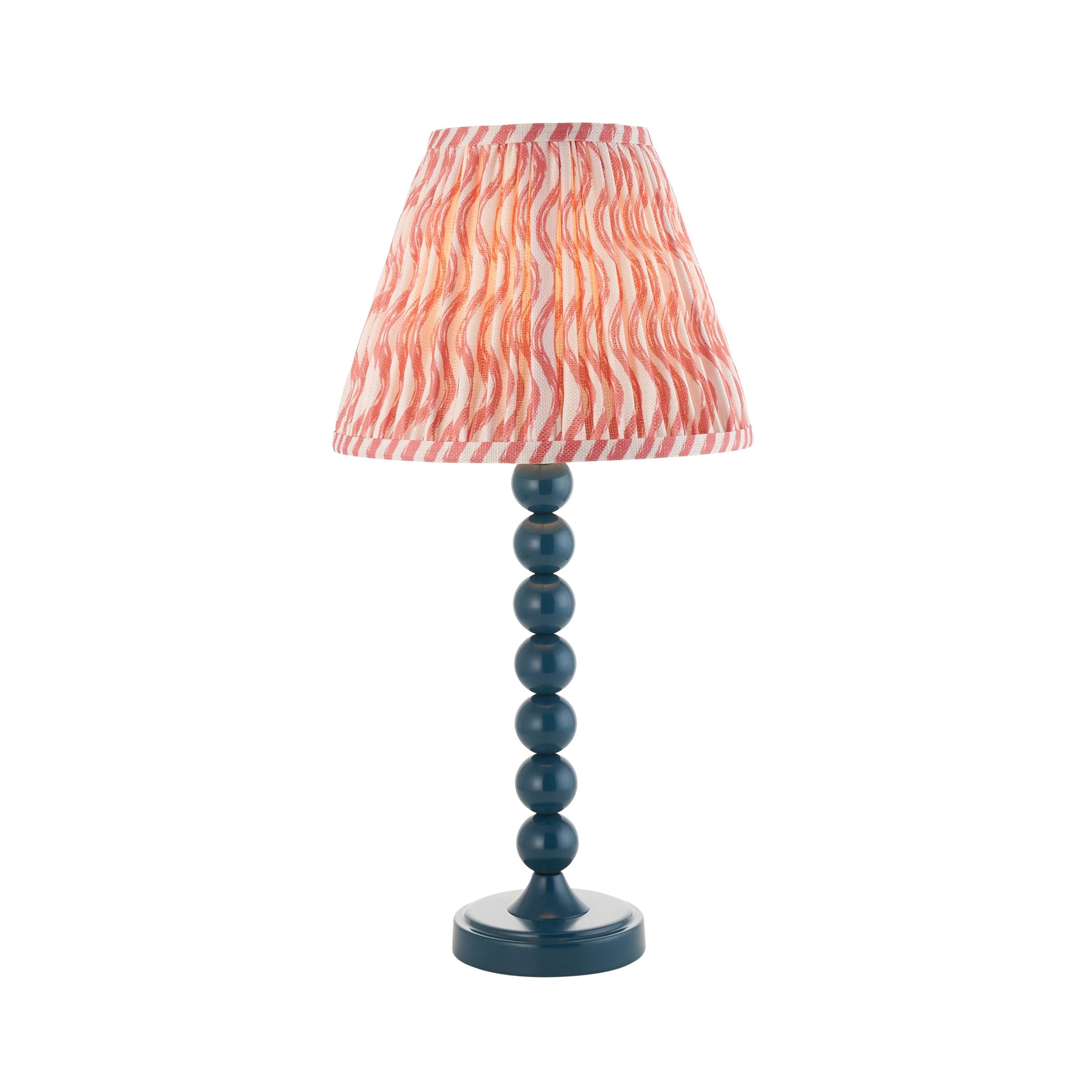 Higgledy Blue Table Lamp & Ripple 25cm Coral Pink Shade