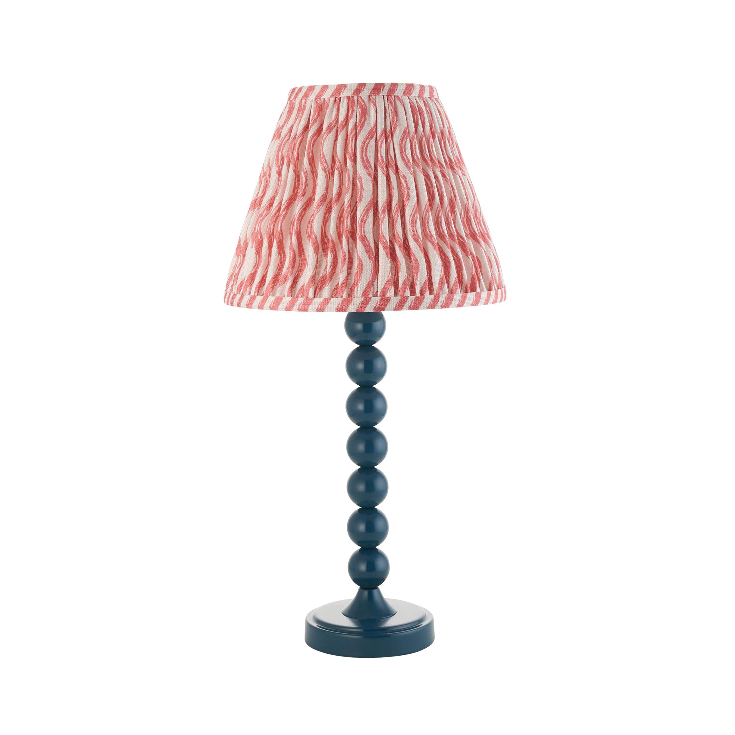 Higgledy Blue Table Lamp & Ripple 25cm Coral Pink Shade