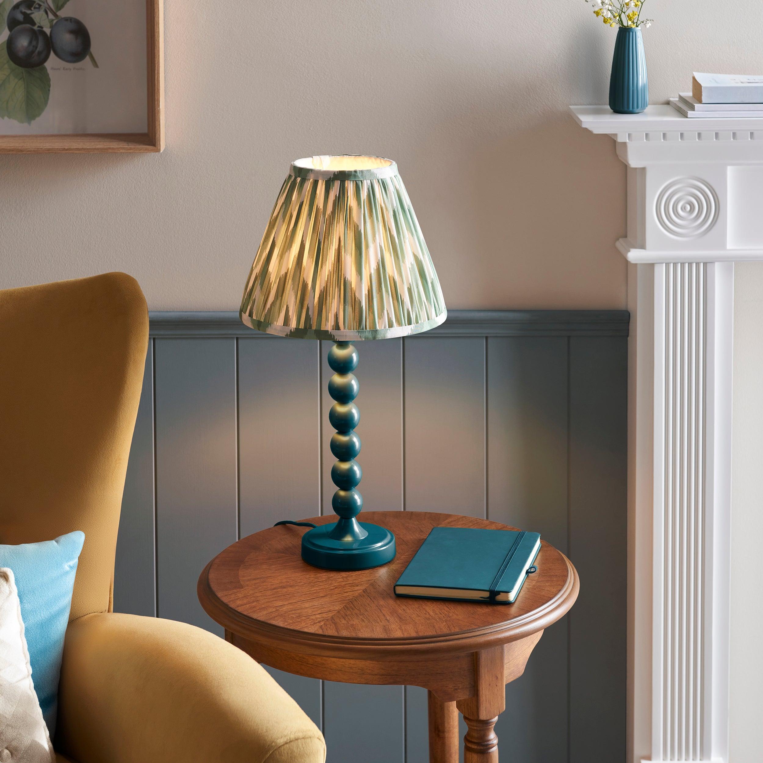 Higgledy Blue Table Lamp & Zigzag 25cm Cotswold Green Shade